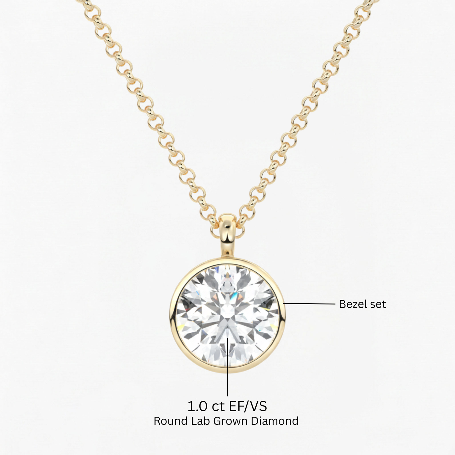 Classic Simple Round Diamond Bezel Set Solitaire Necklace