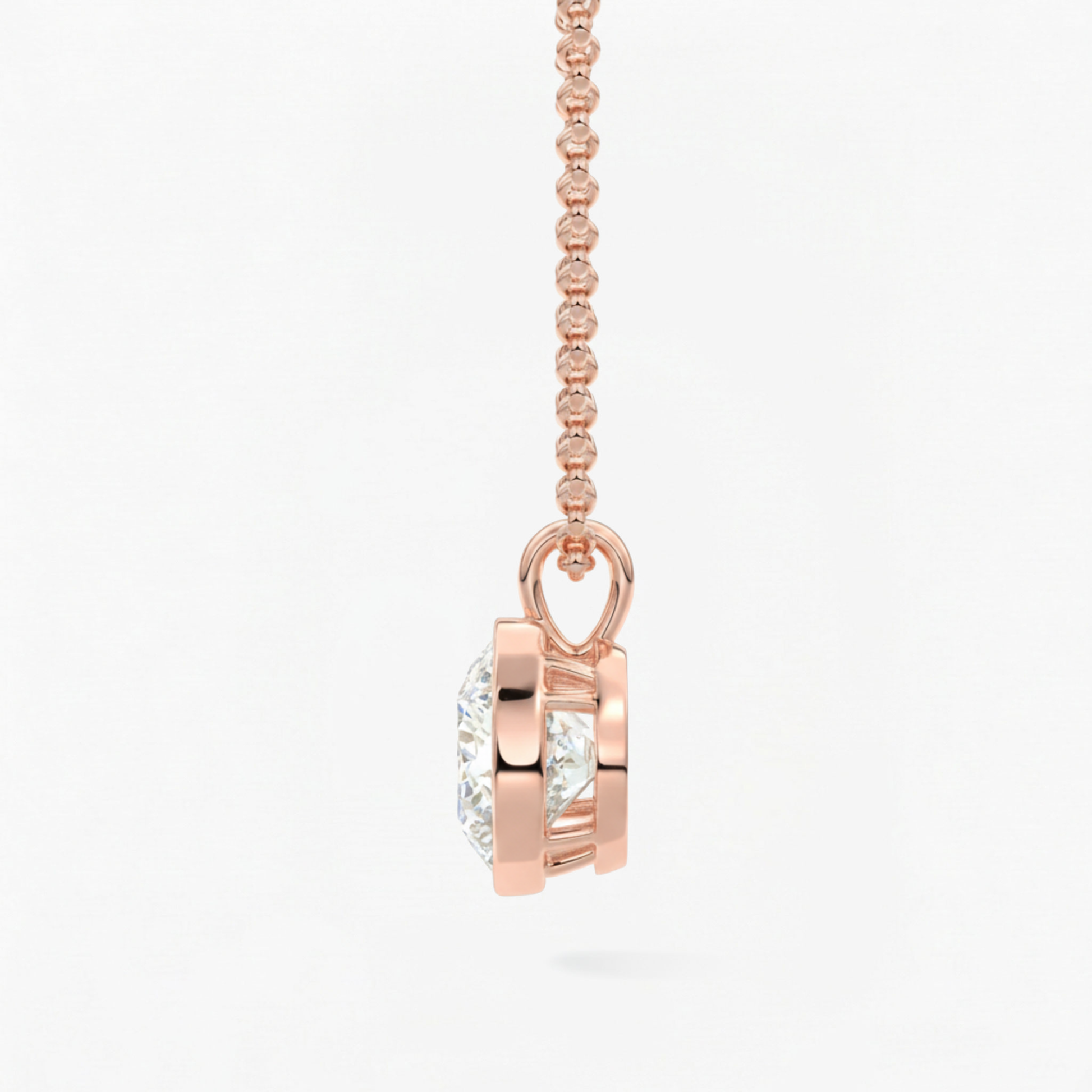 Classic Simple Round Diamond Bezel Set Solitaire Necklace