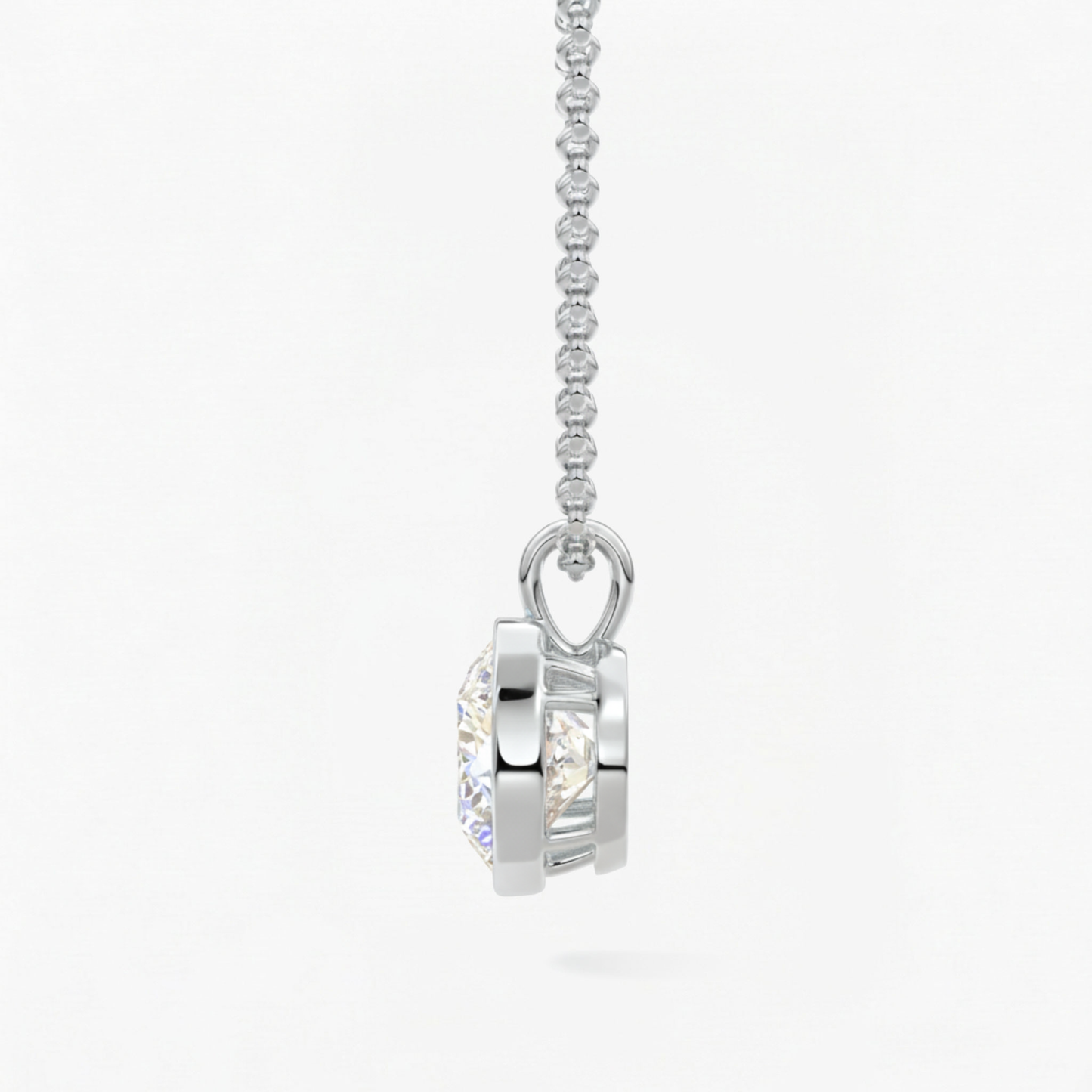 Classic Simple Round Diamond Bezel Set Solitaire Necklace