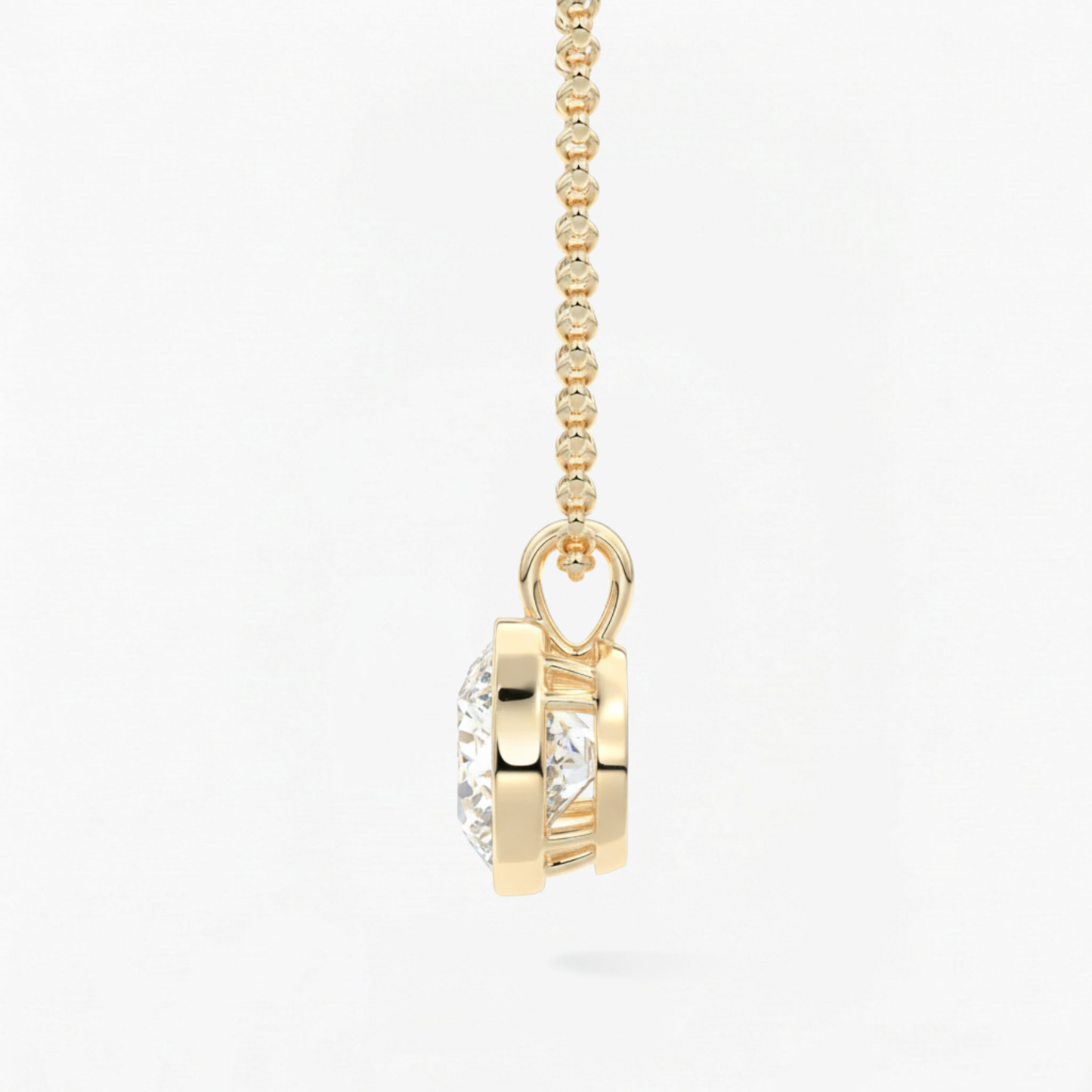 Classic Simple Round Diamond Bezel Set Solitaire Necklace