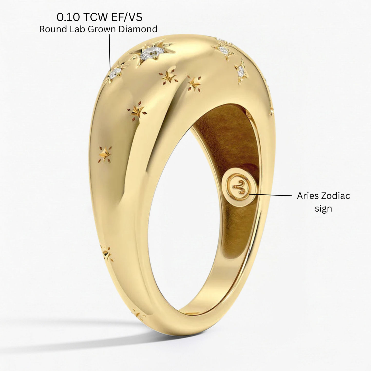 Aries Zodiac Constellation Diamond Ring