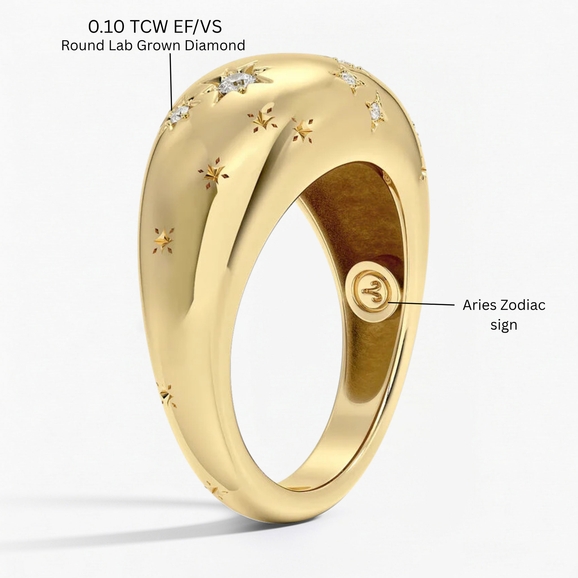 Aries Zodiac Constellation Diamond Ring