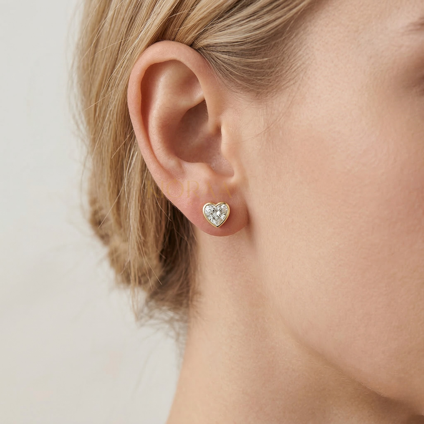 Heart Diamond Bezel Set Studs