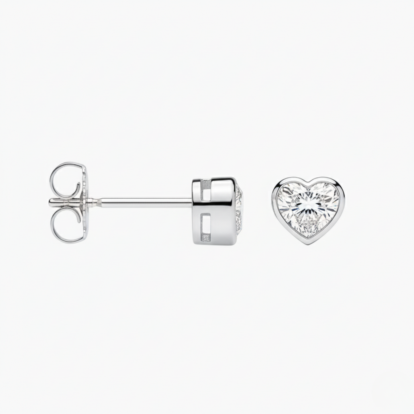 Heart Diamond Bezel Set Studs
