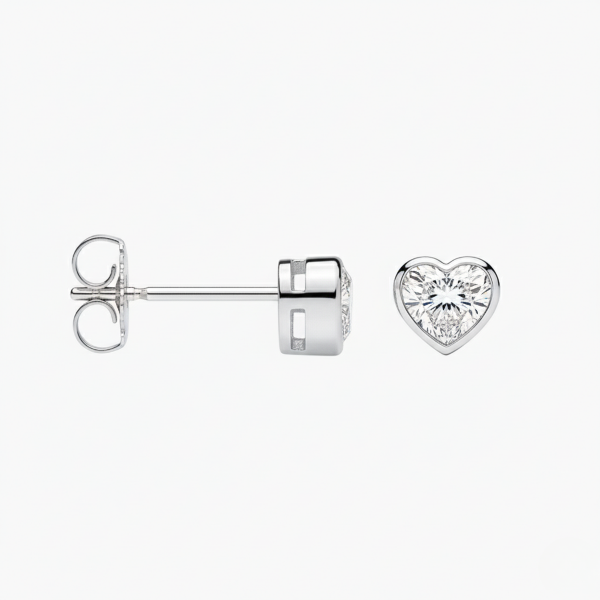 Heart Diamond Bezel Set Studs