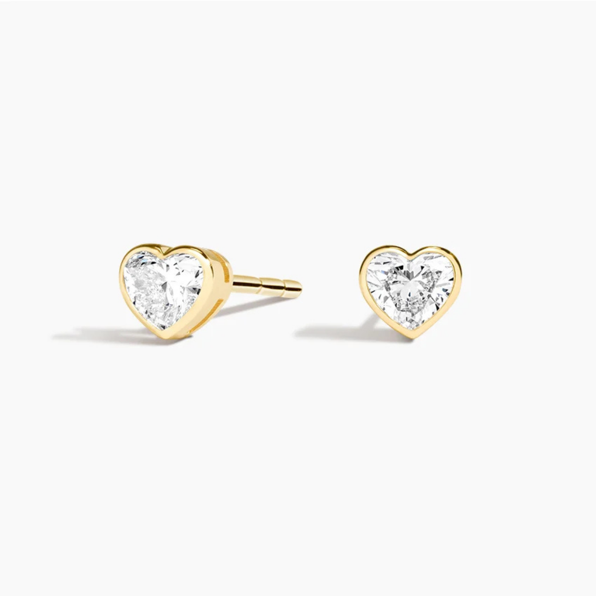 Heart Diamond Bezel Set Studs
