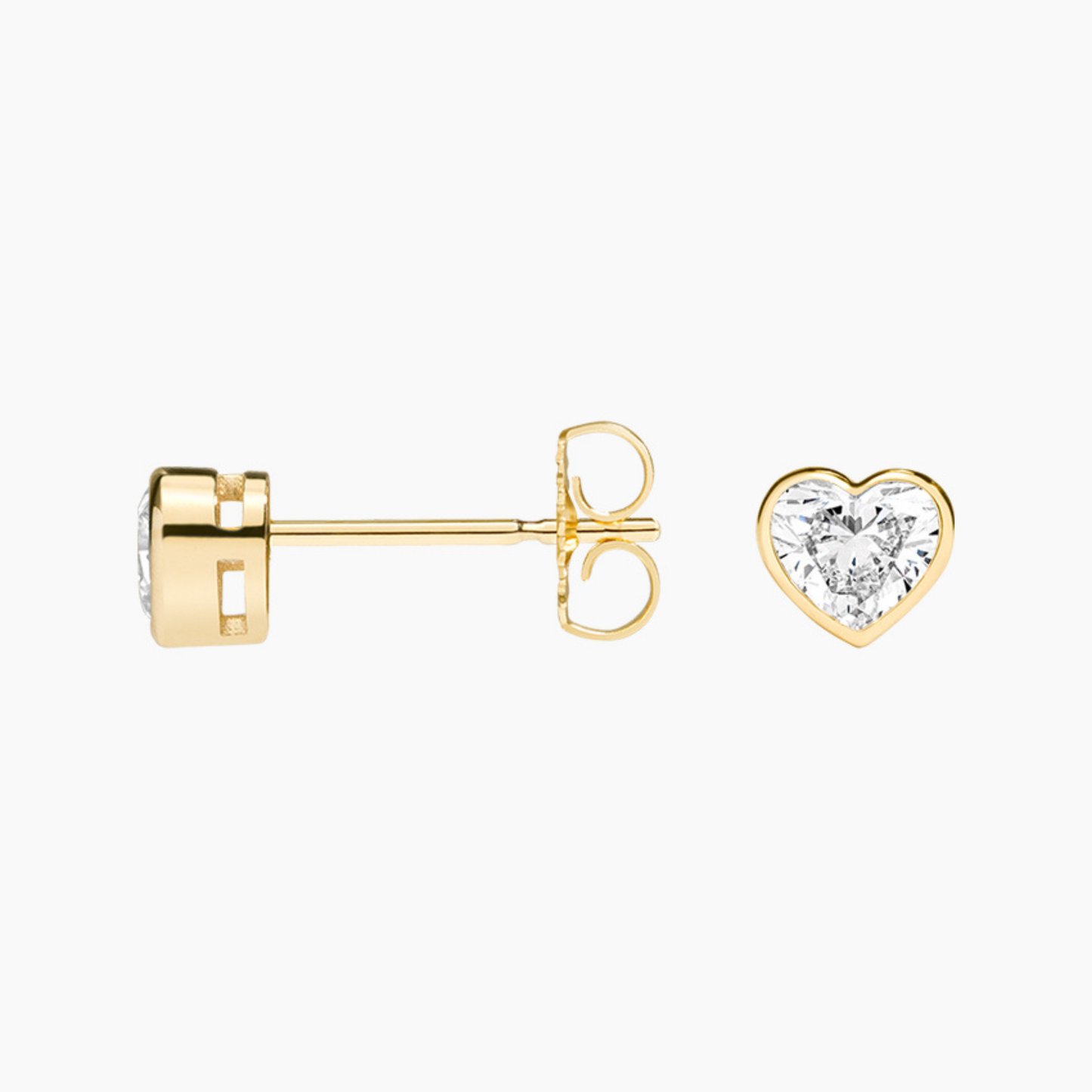 Heart Diamond Bezel Set Studs