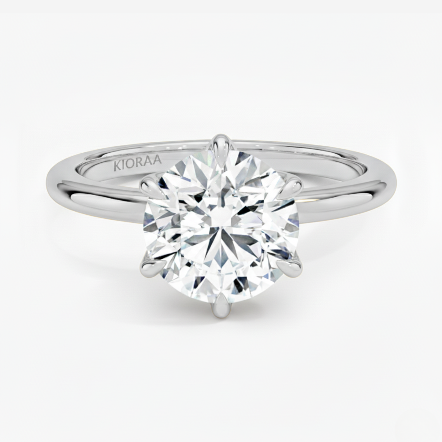 Classic Petal Round Solitaire Six Prong Setting Engagement Ring