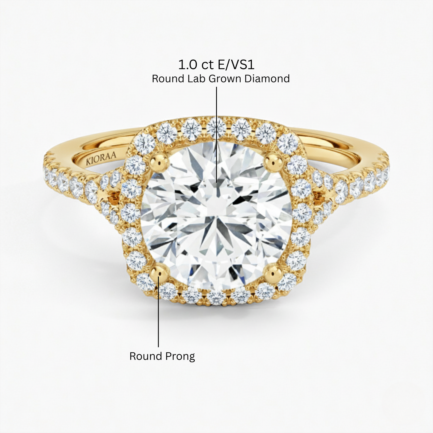 Half Coverage Round Diamond Halo Engagement Ring