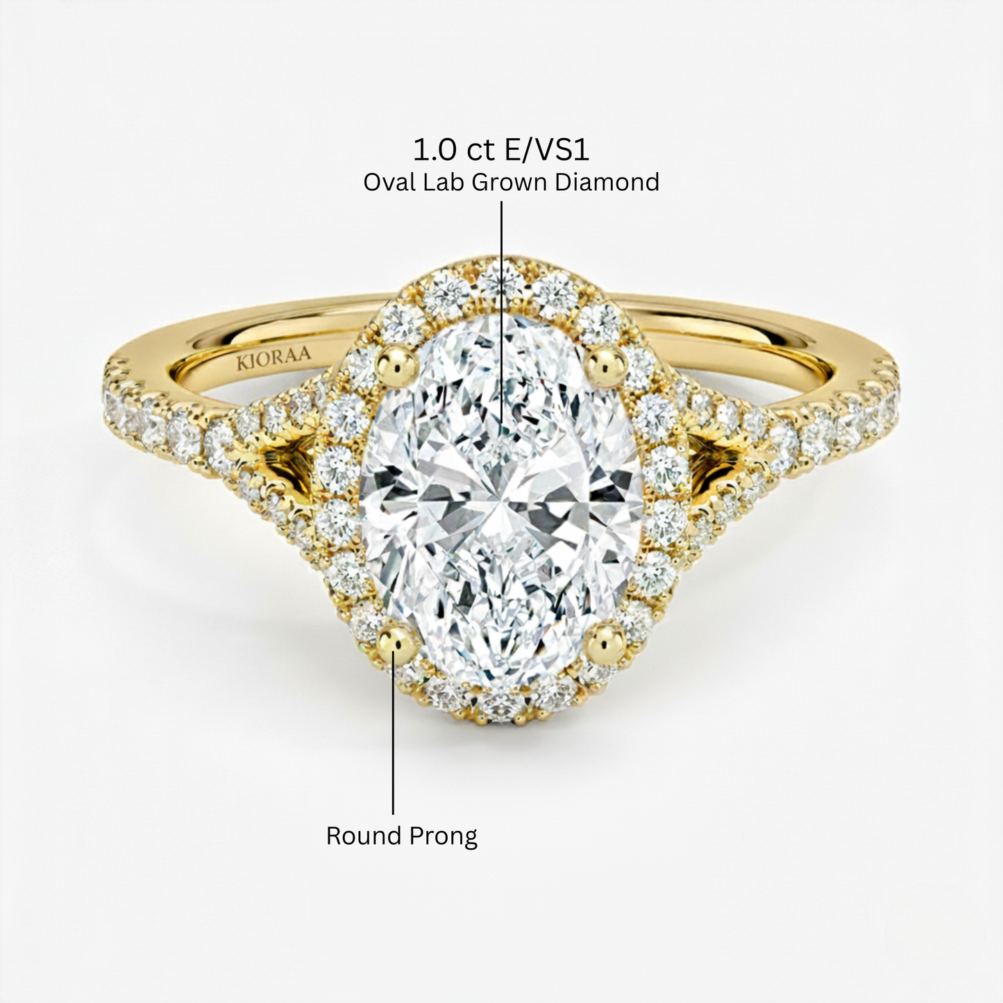 Half Coverage Oval Diamond Halo Engagement Ring