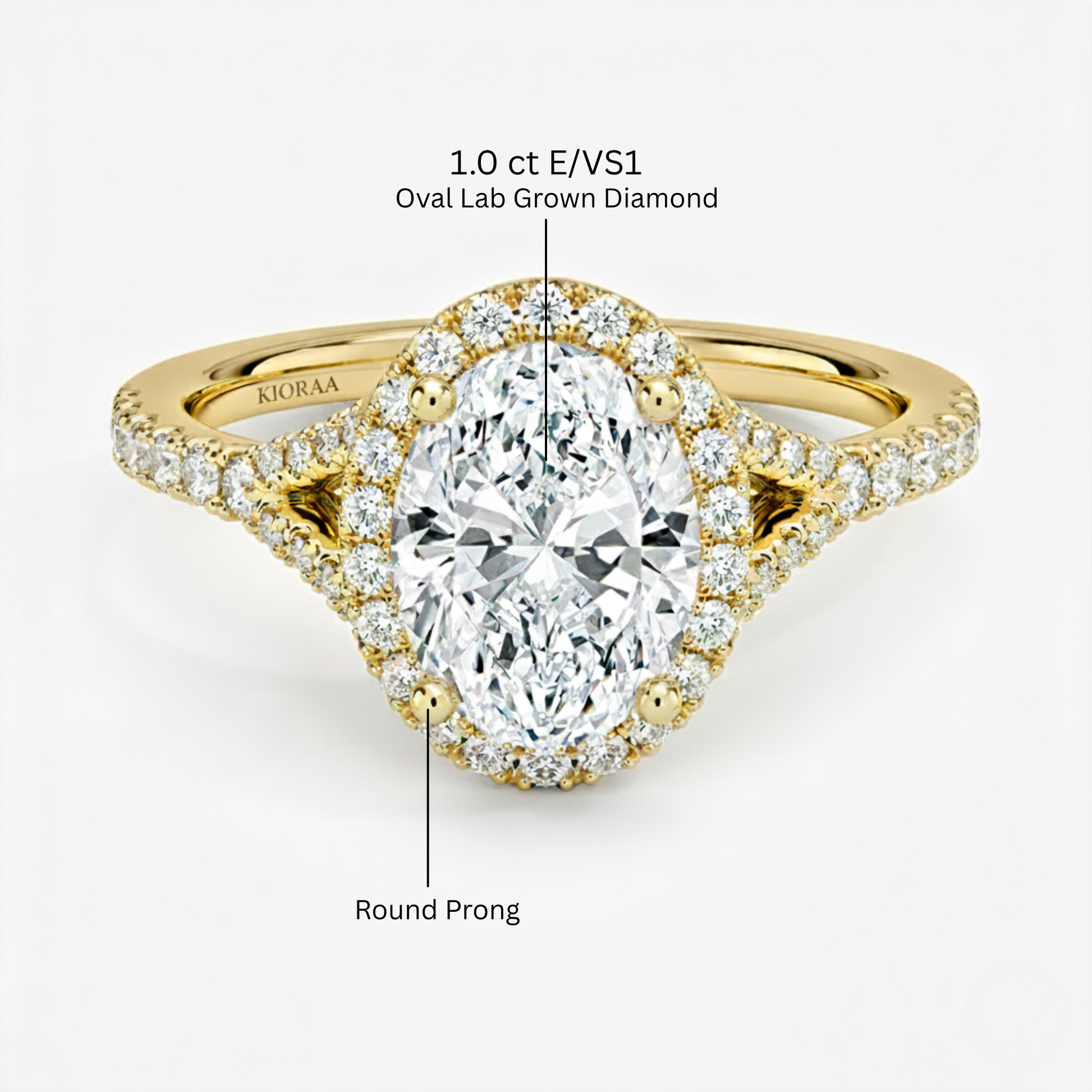 Half Coverage Oval Diamond Halo Engagement Ring