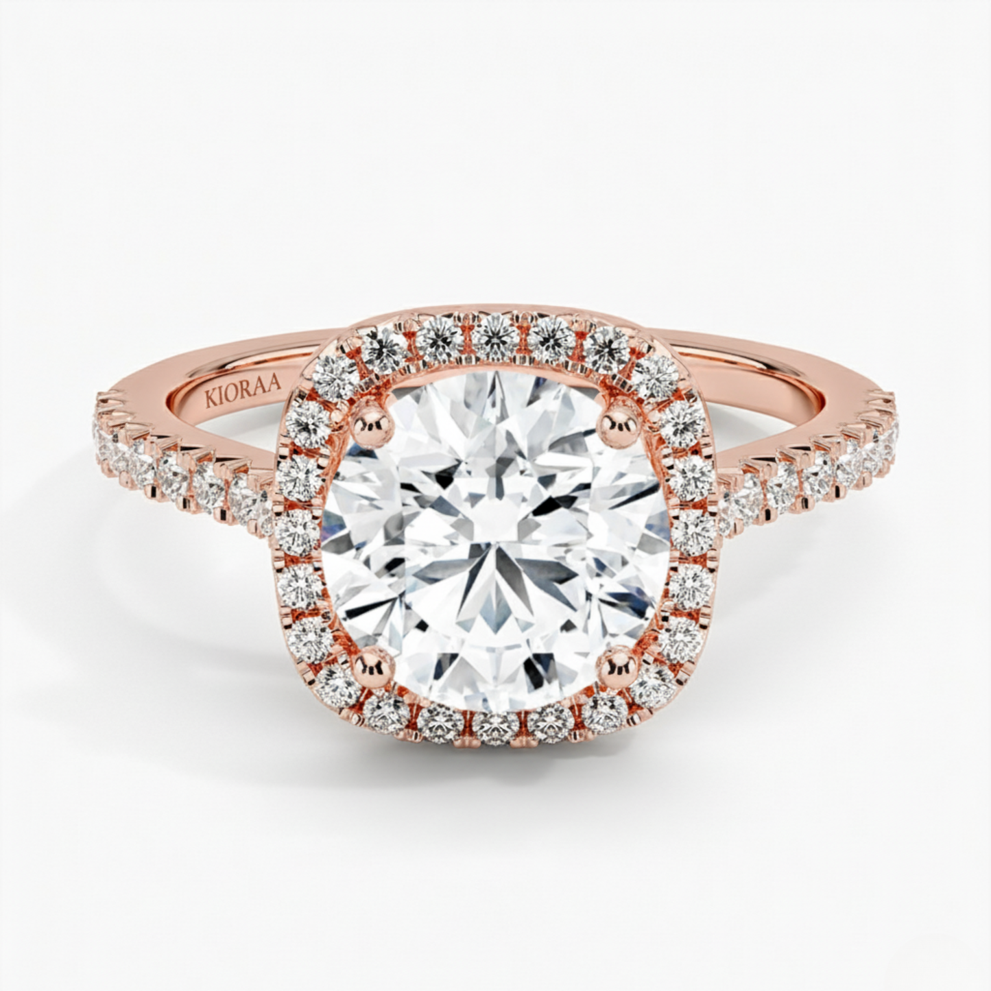 Round Lab Grown Diamond Halo Engagement Ring