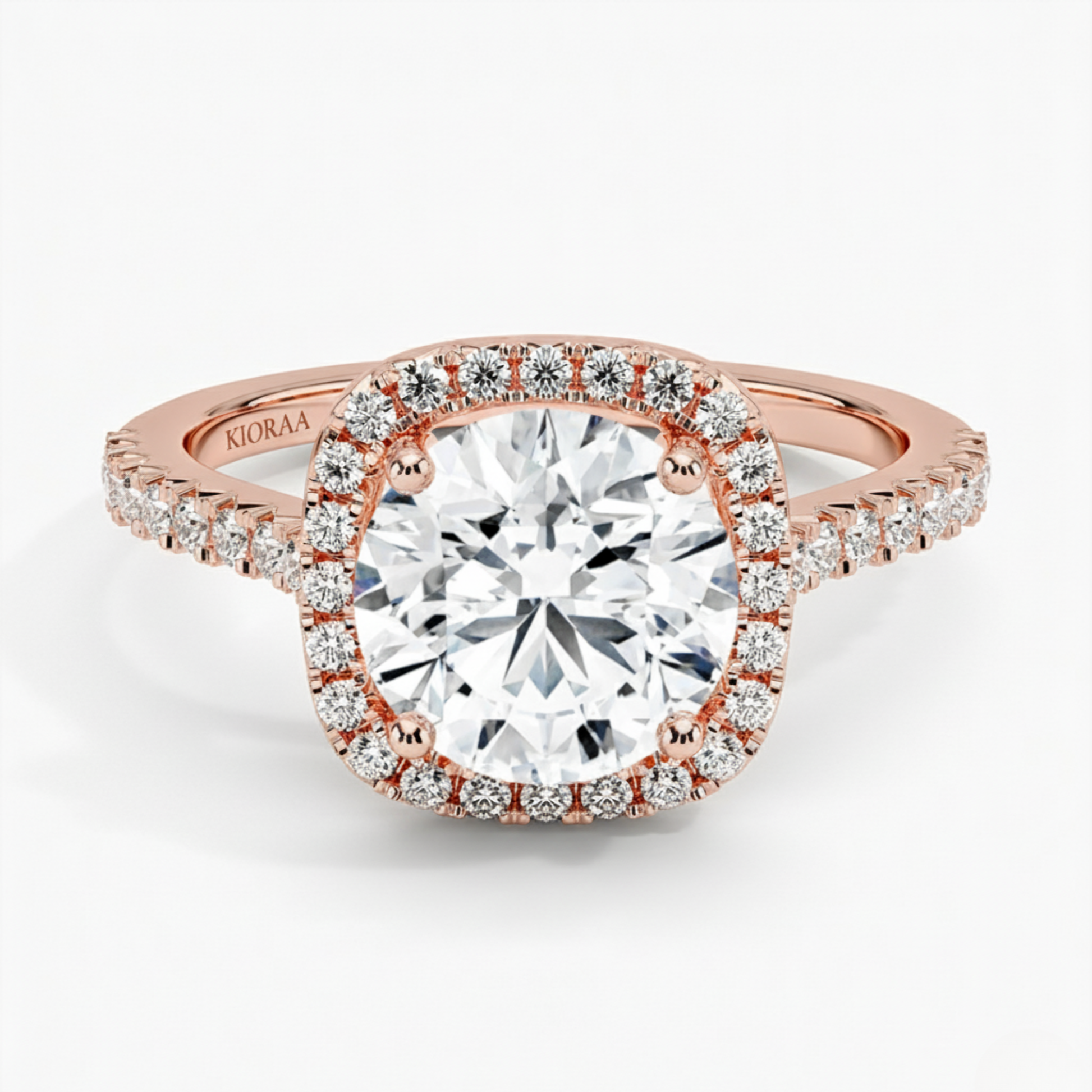 Round Lab Grown Diamond Halo Engagement Ring