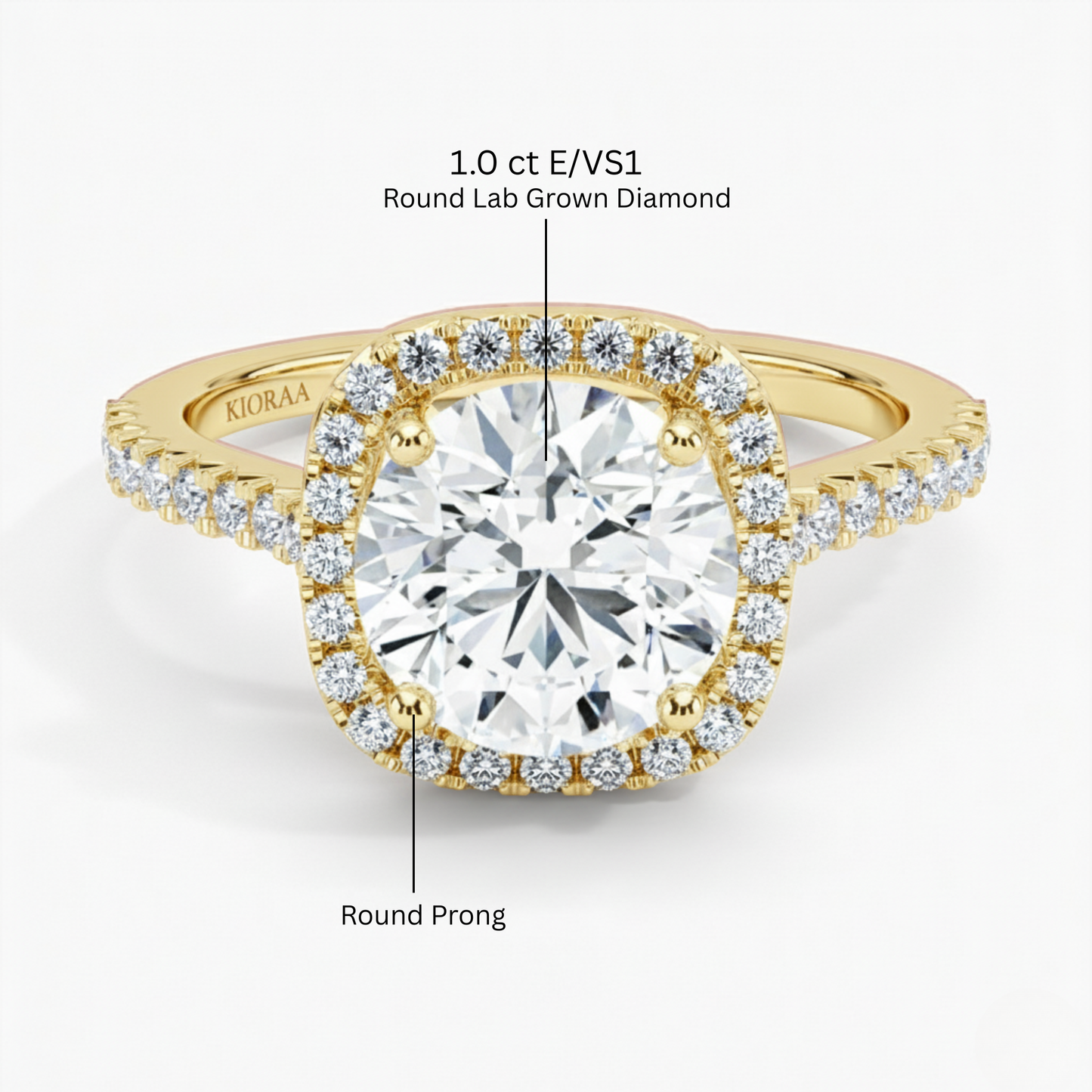 Round Lab Grown Diamond Halo Engagement Ring