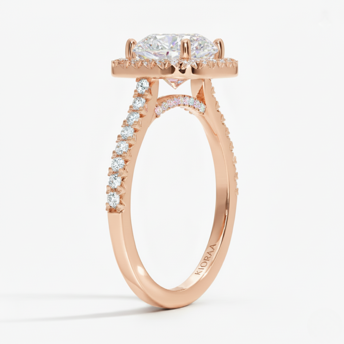 Round Lab Grown Diamond Halo Engagement Ring