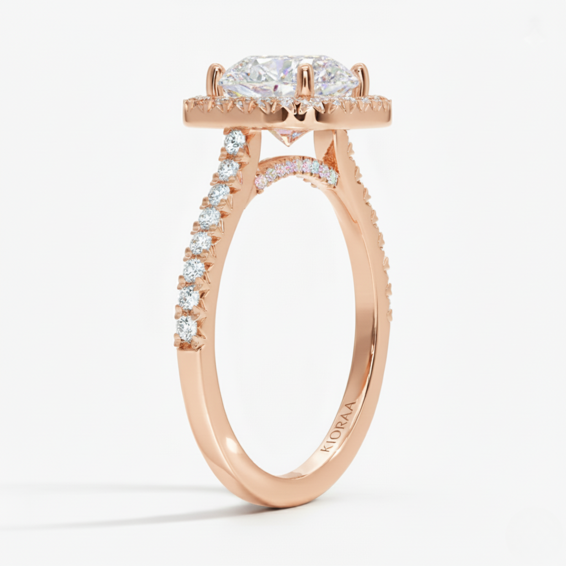 Round Lab Grown Diamond Halo Engagement Ring
