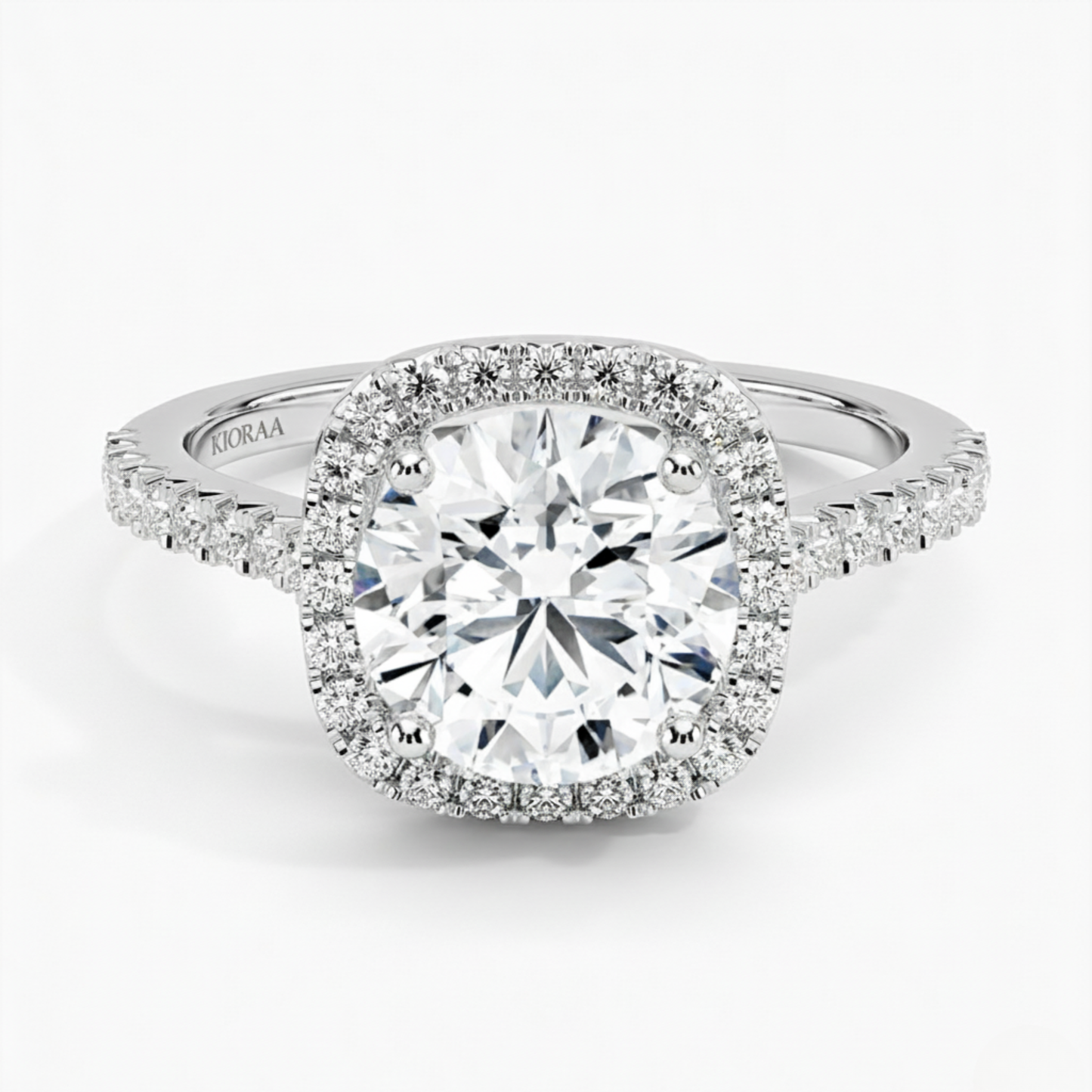 Round Lab Grown Diamond Halo Engagement Ring