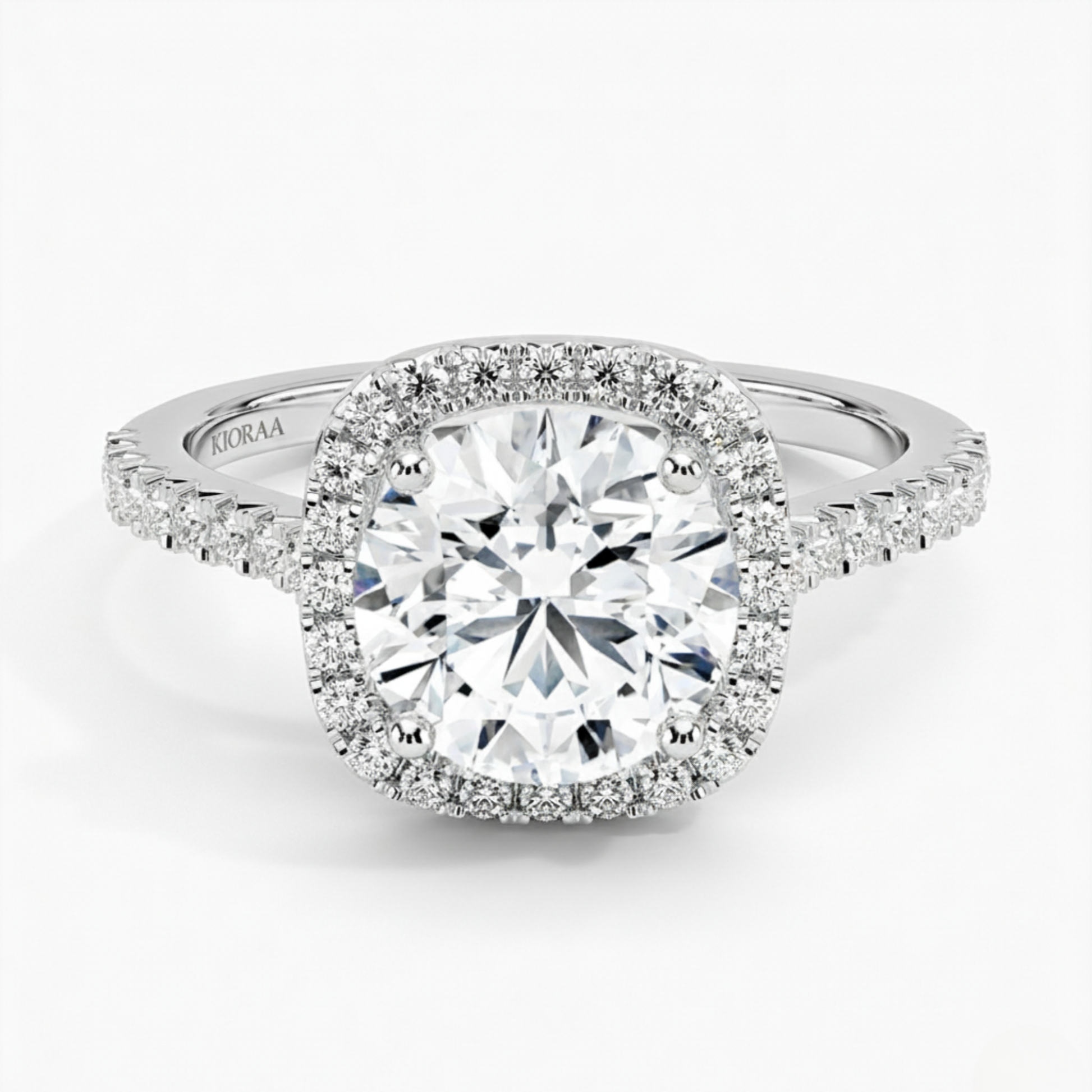 Round Lab Grown Diamond Halo Engagement Ring