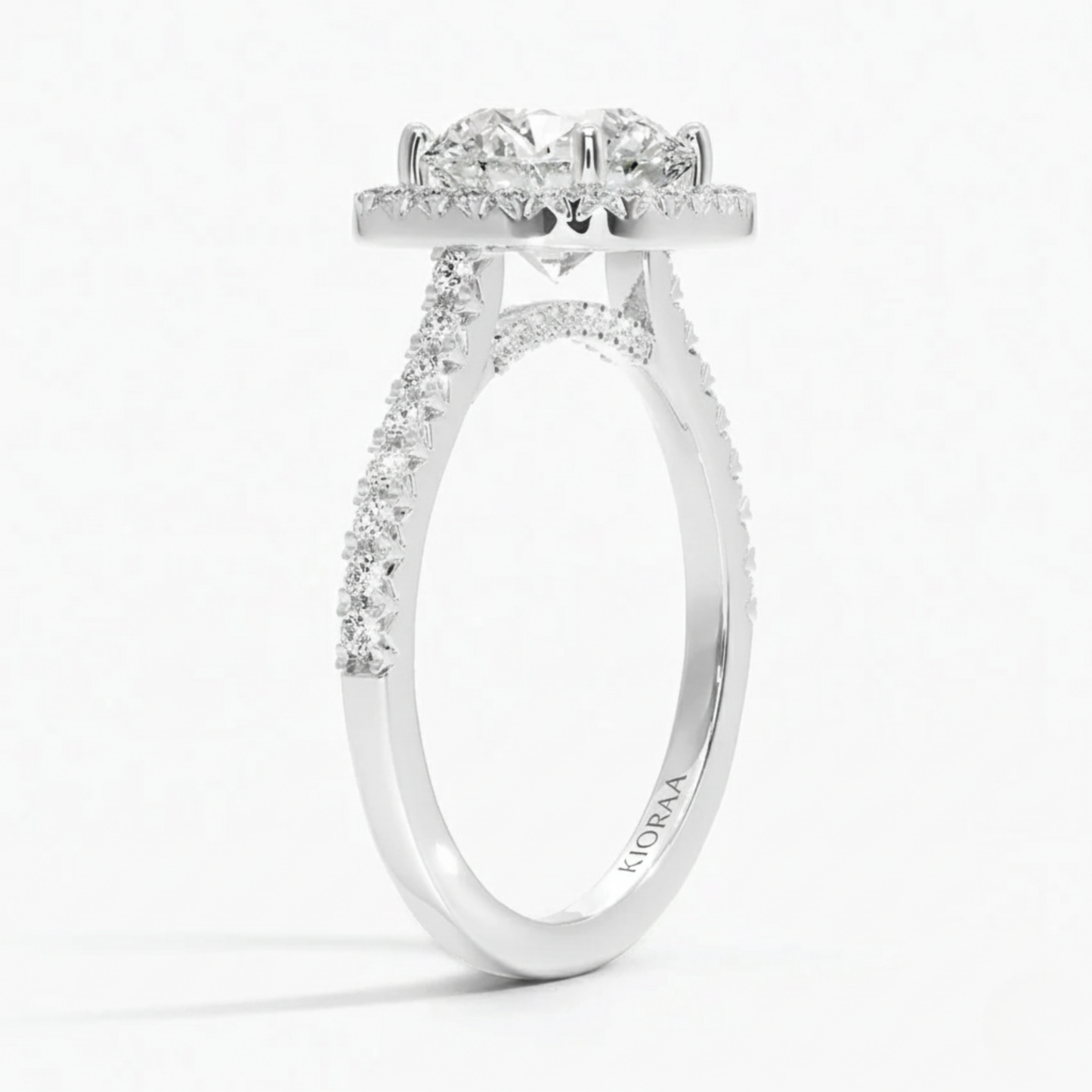Round Lab Grown Diamond Halo Engagement Ring