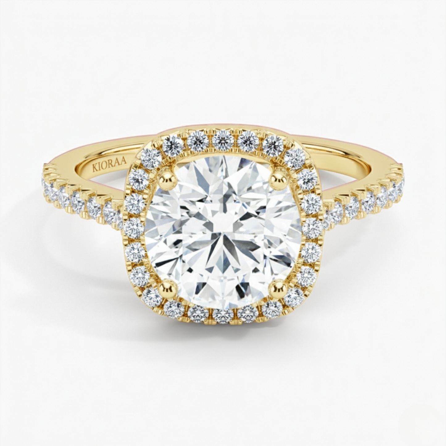 Round Lab Grown Diamond Halo Engagement Ring