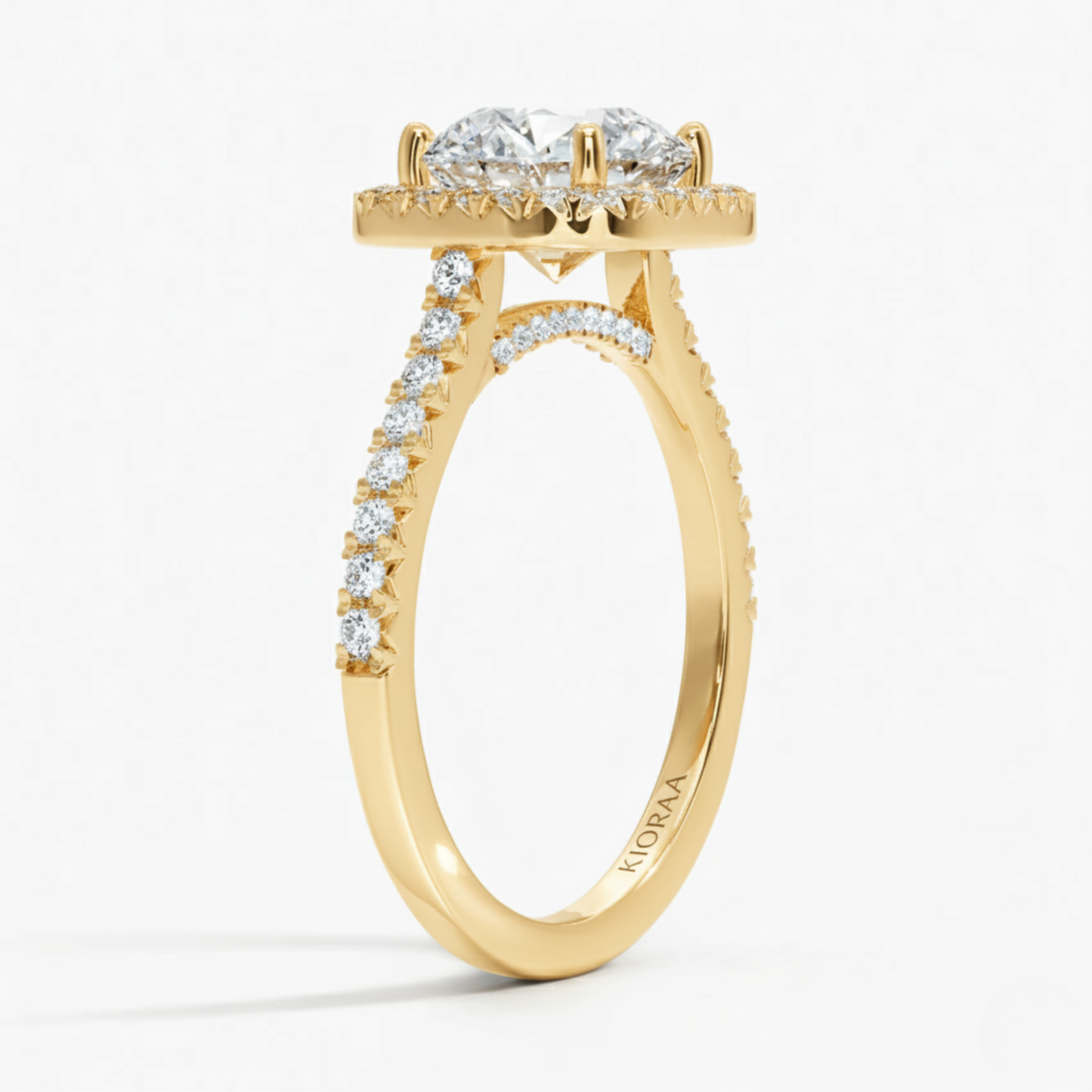 Round Lab Grown Diamond Halo Engagement Ring