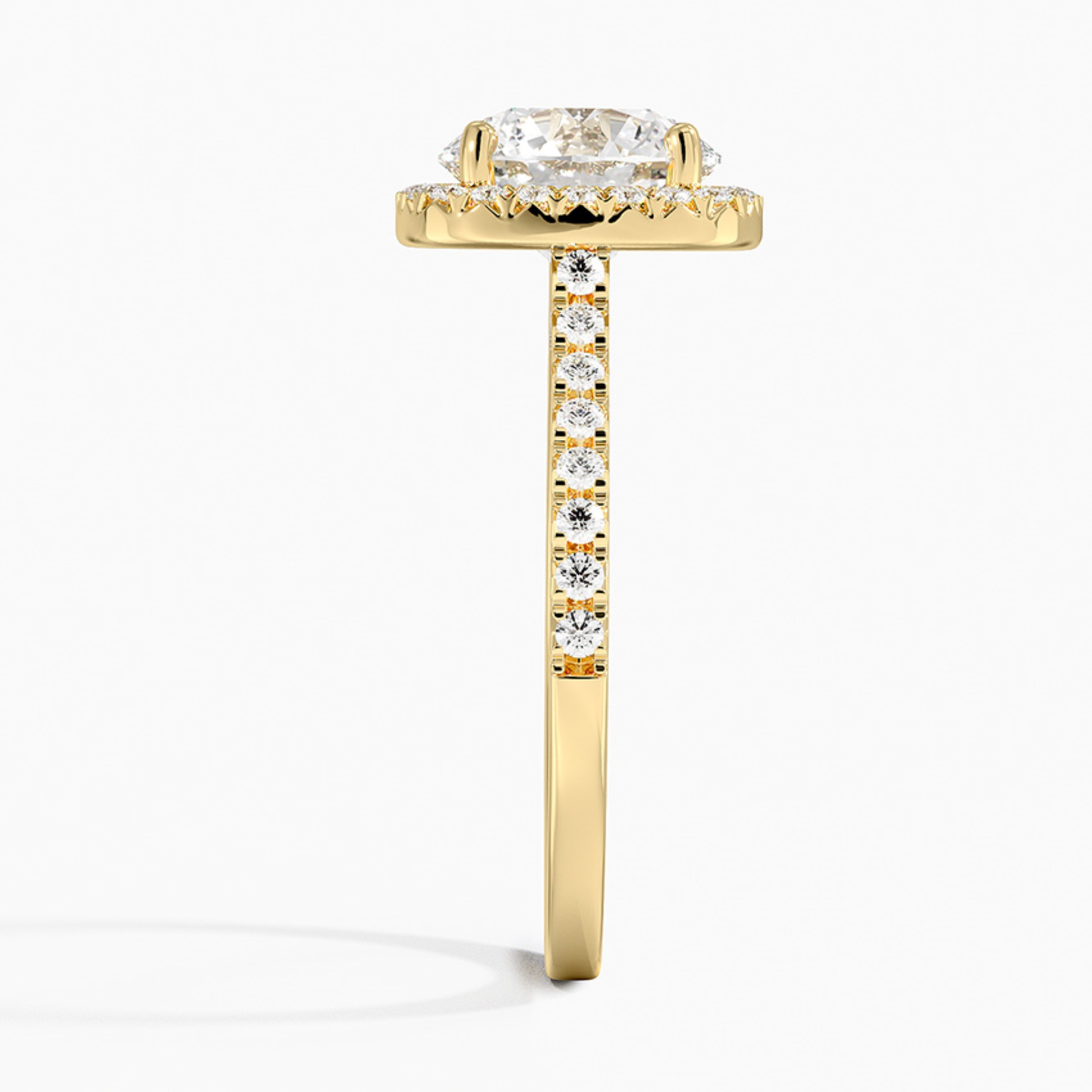 Round Lab Grown Diamond Halo Engagement Ring