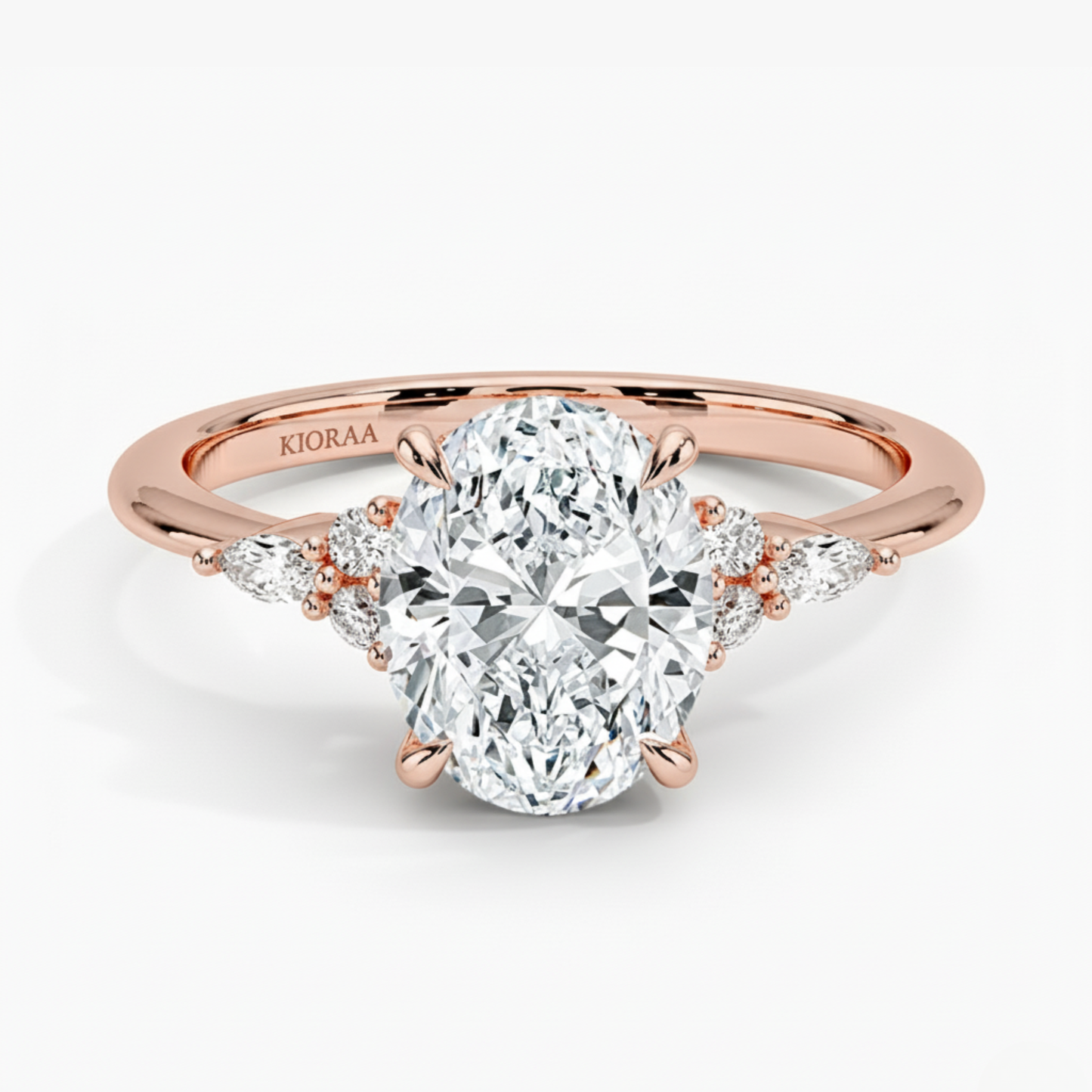 Oval and Marquise Trio Diamond Engagement Ring