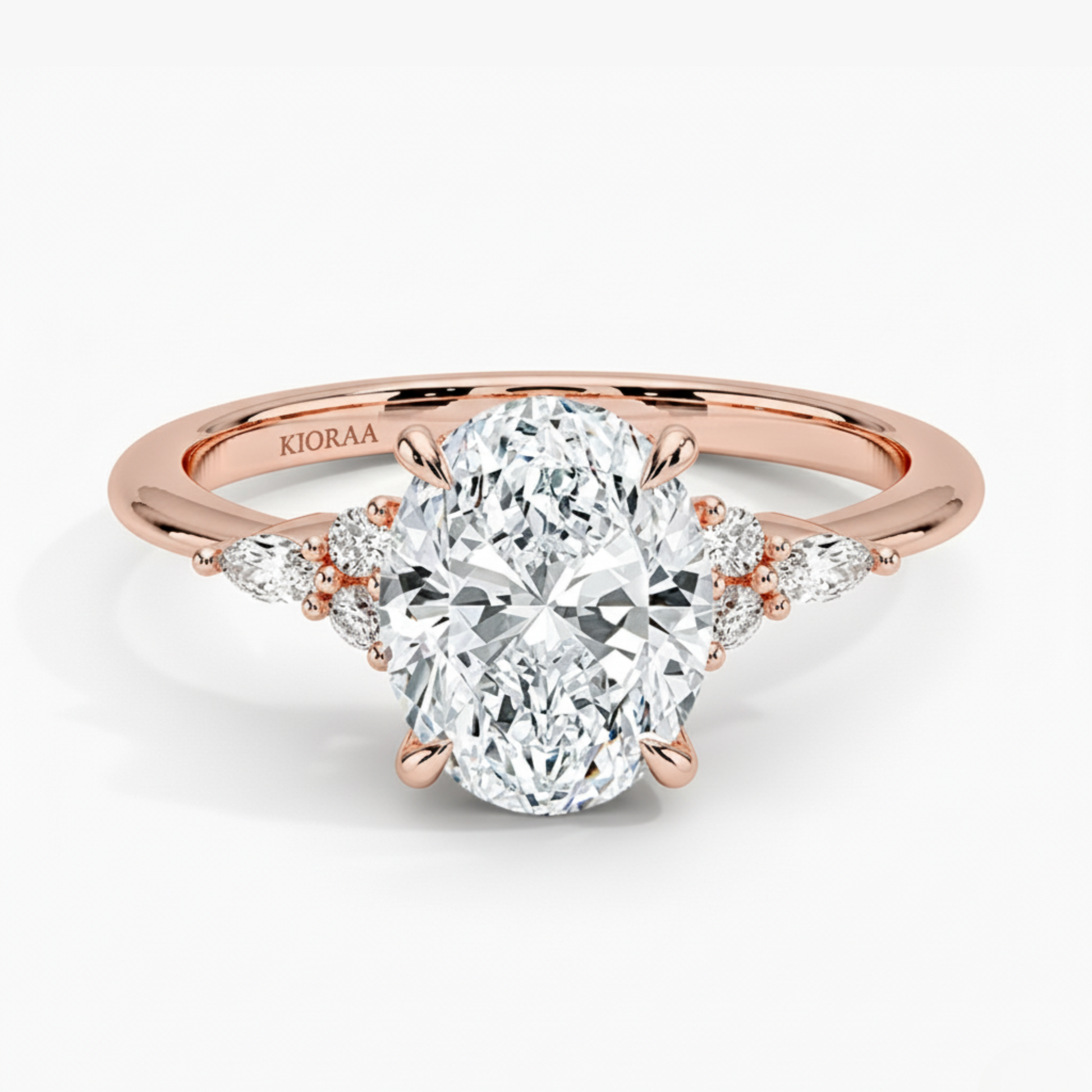 Oval and Marquise Trio Diamond Engagement Ring