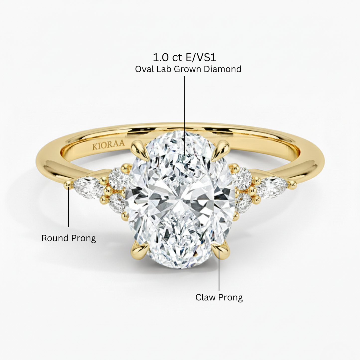 Oval and Marquise Trio Diamond Engagement Ring