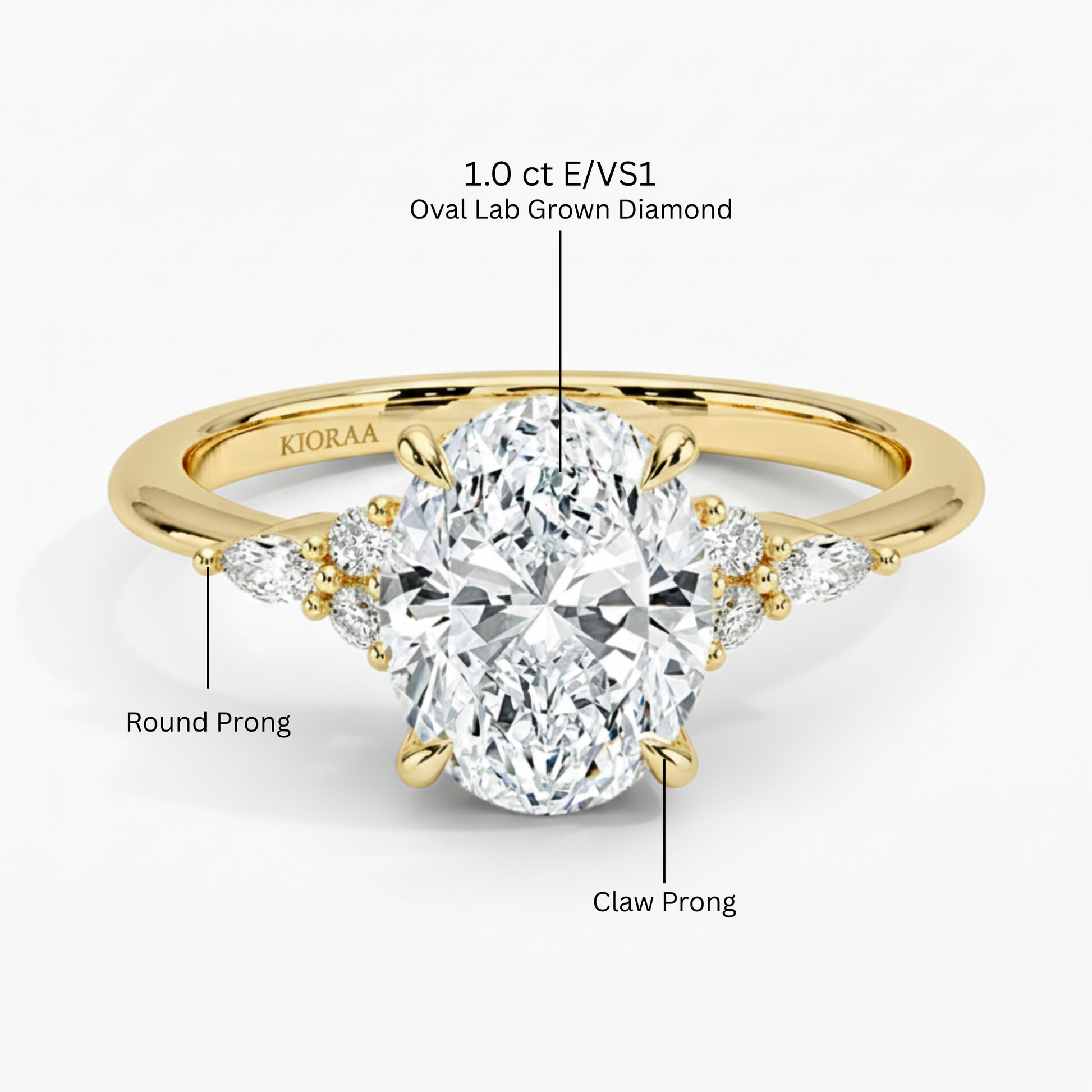 Oval and Marquise Trio Diamond Engagement Ring