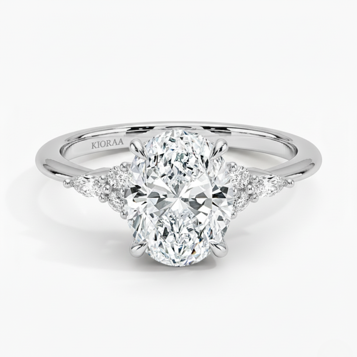 Oval and Marquise Trio Diamond Engagement Ring