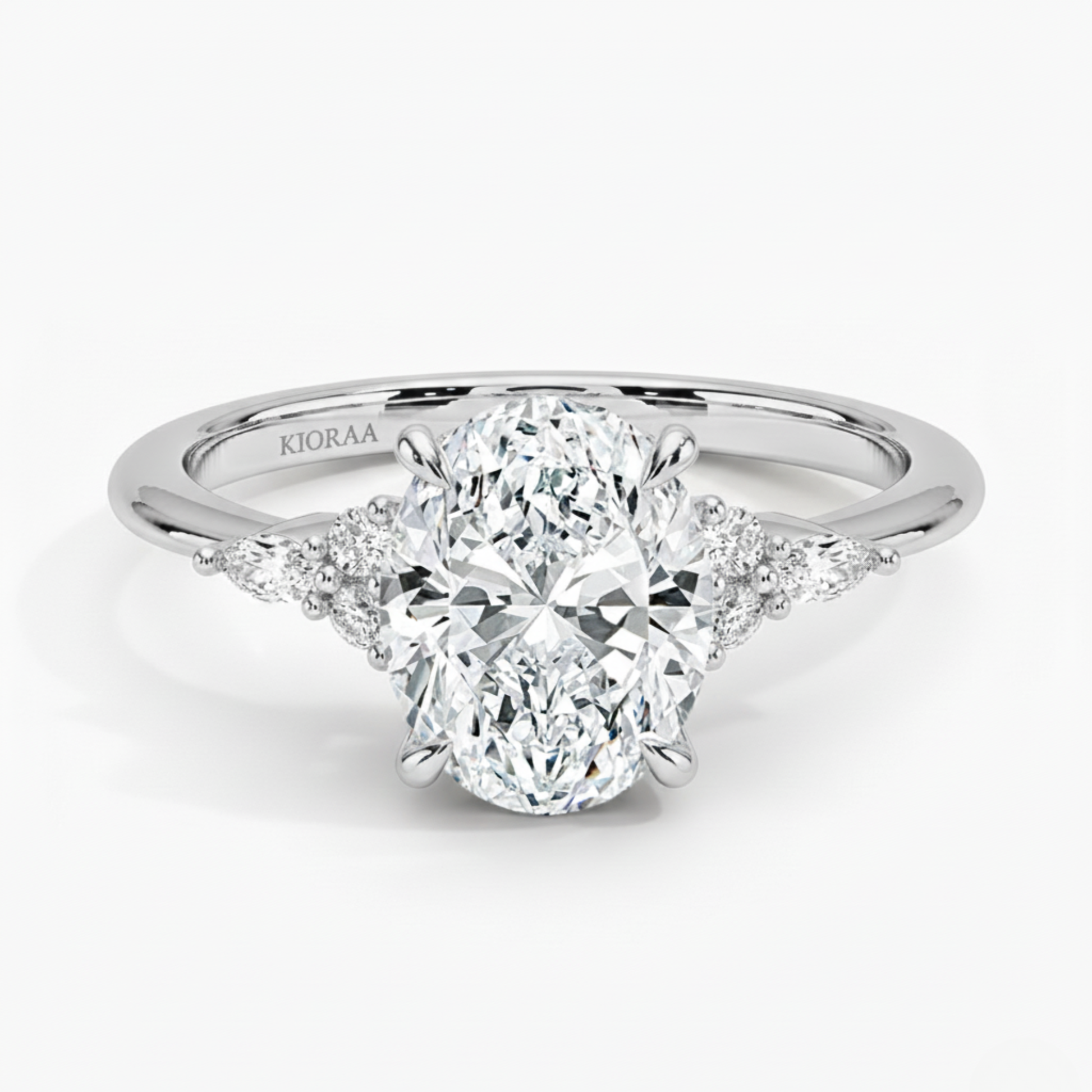 Oval and Marquise Trio Diamond Engagement Ring