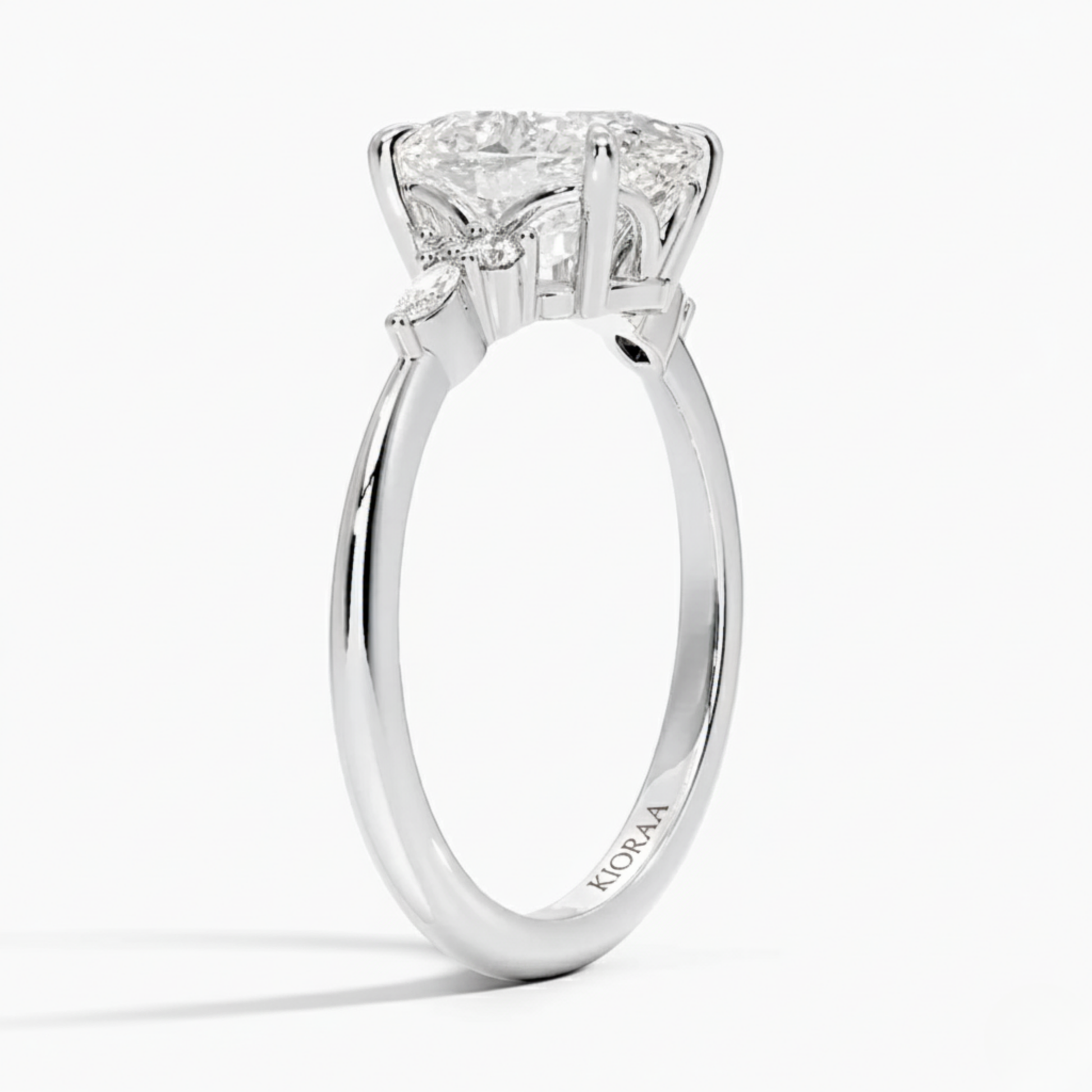 Oval and Marquise Trio Diamond Engagement Ring
