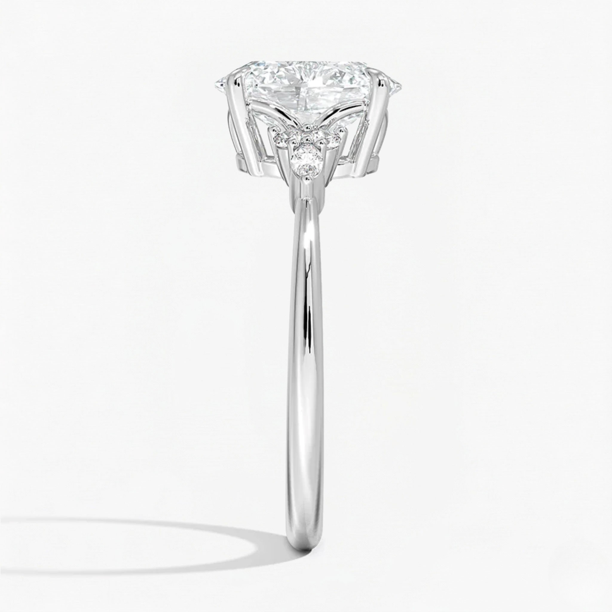 Oval and Marquise Trio Diamond Engagement Ring