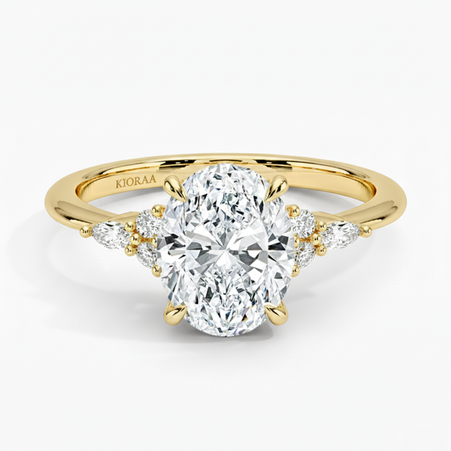 Oval and Marquise Trio Diamond Engagement Ring