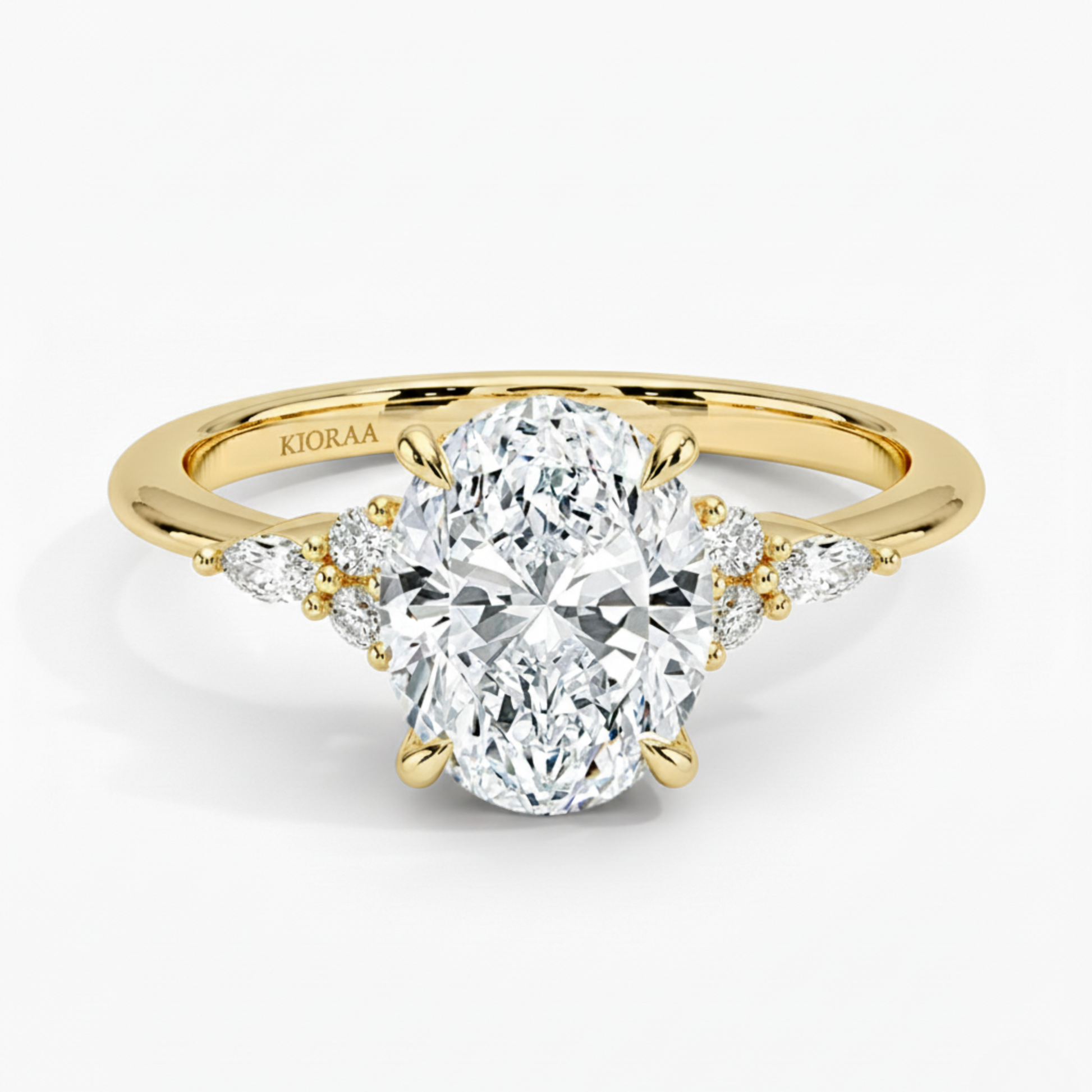 Oval and Marquise Trio Diamond Engagement Ring