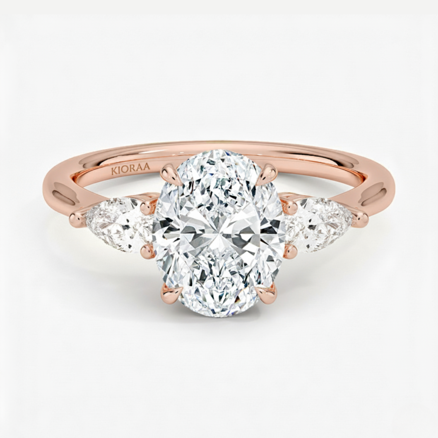 Oval Diamond Three Stone Engagement Ring