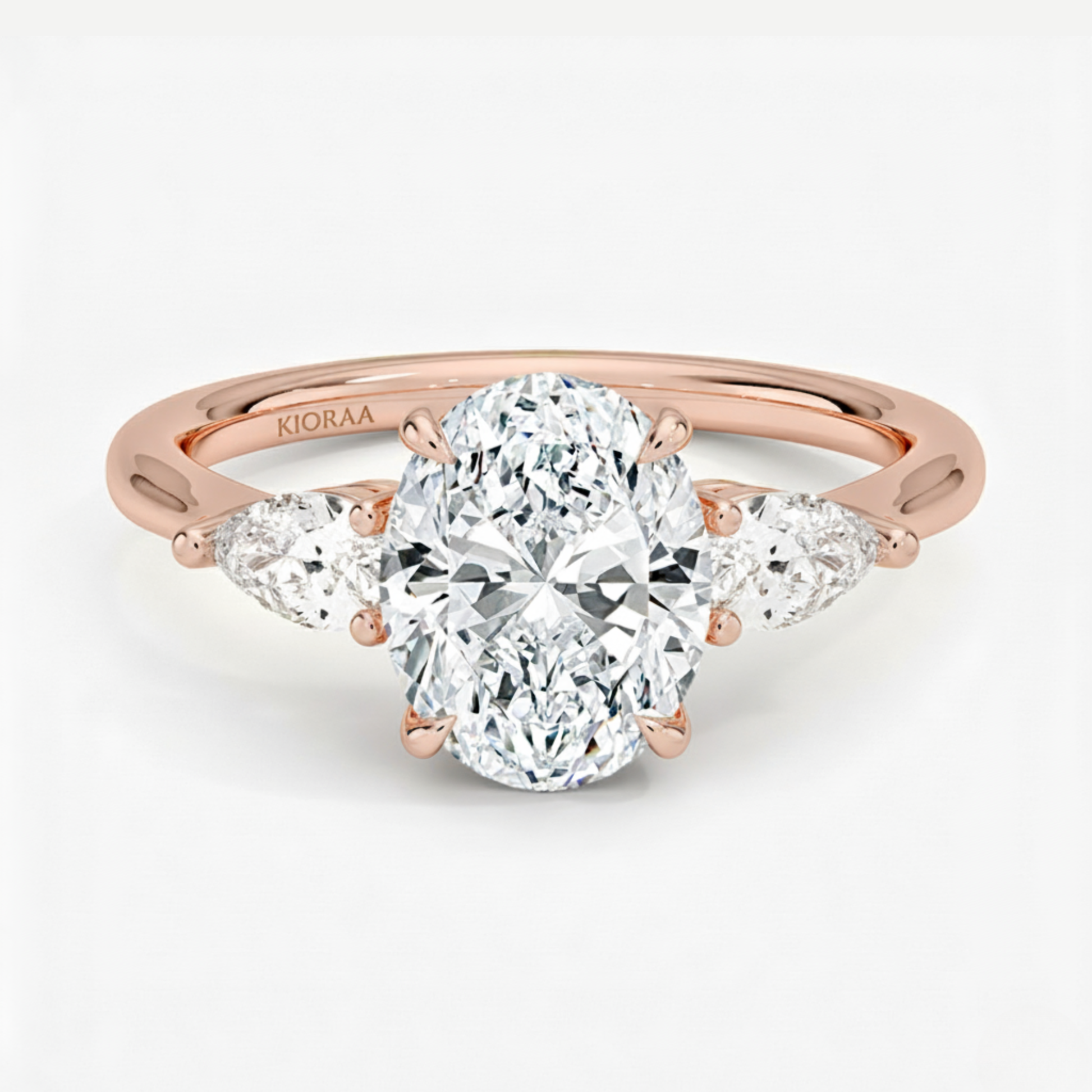 Oval Diamond Three Stone Engagement Ring