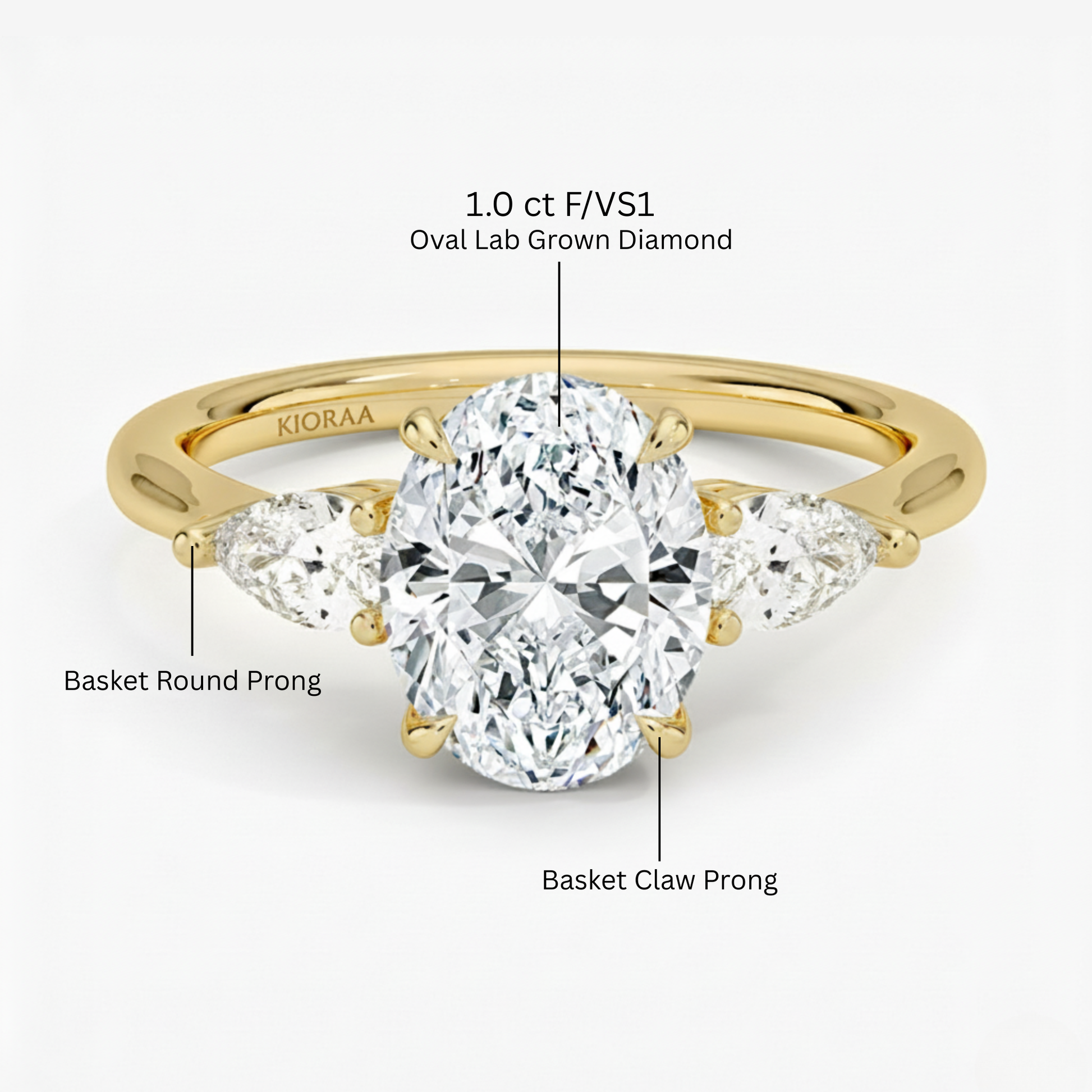 Oval Diamond Three Stone Engagement Ring