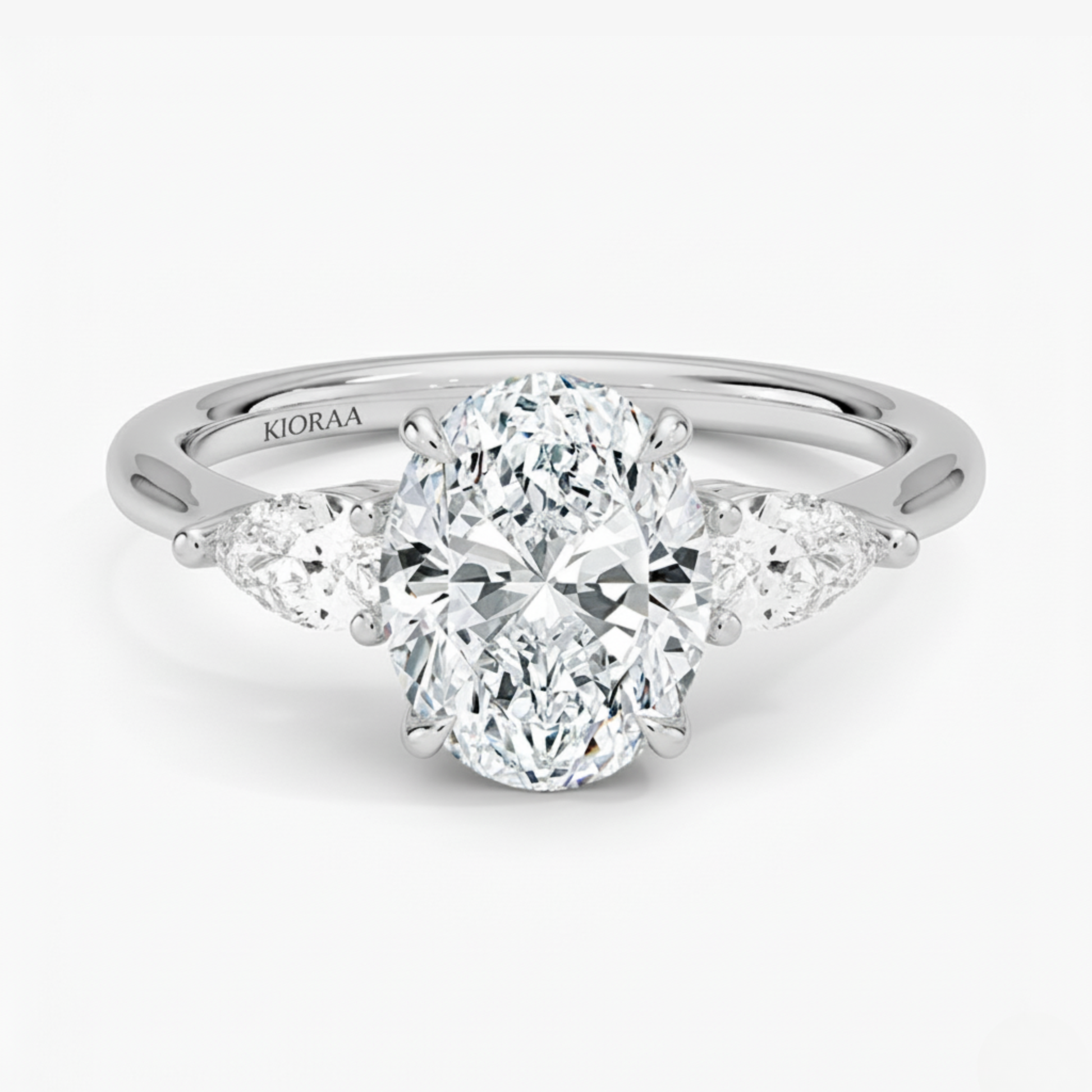 Oval Diamond Three Stone Engagement Ring