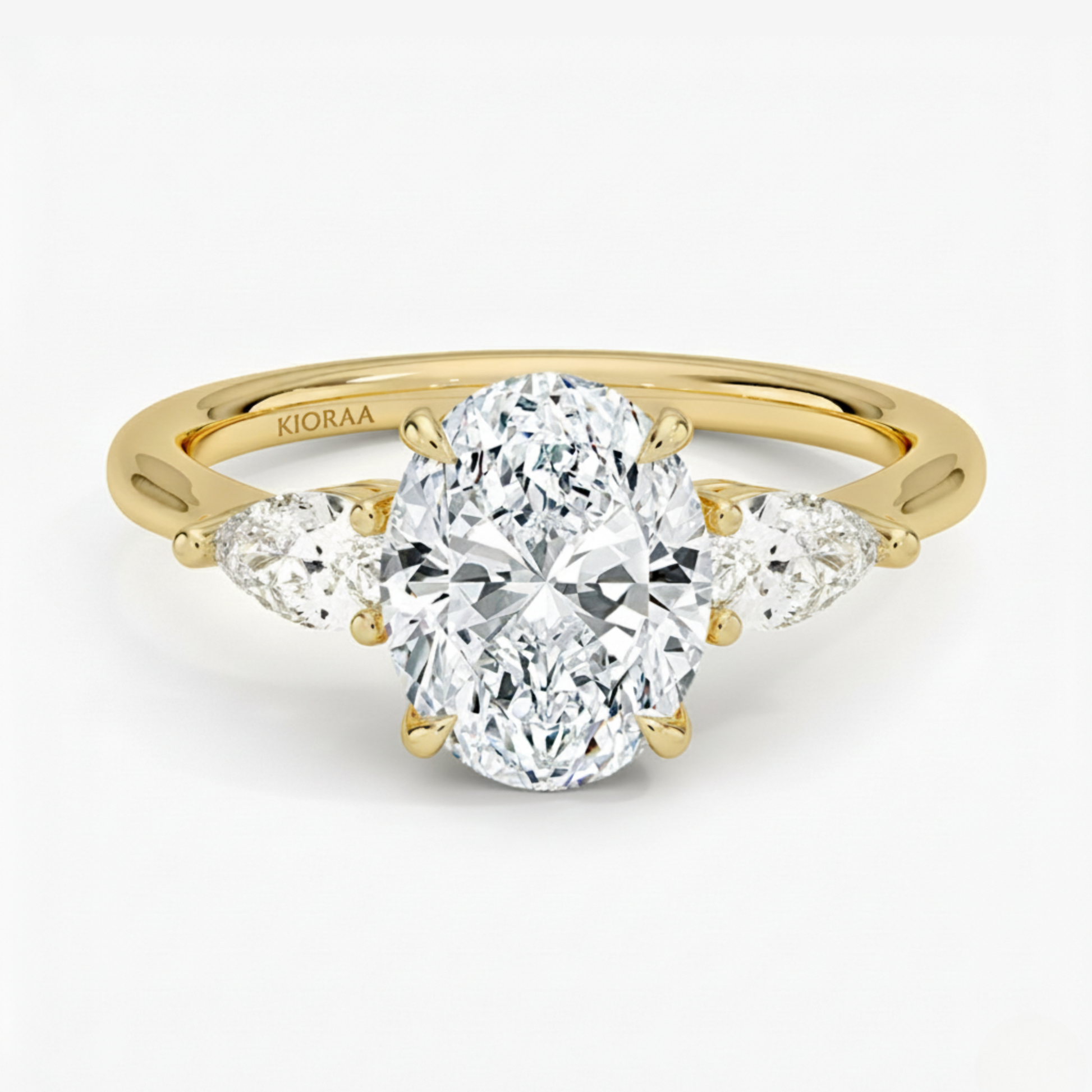 Oval Diamond Three Stone Engagement Ring