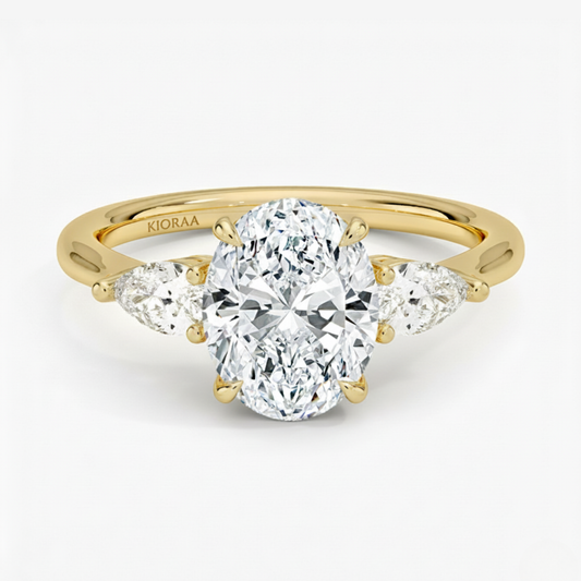 Oval Diamond Three Stone Engagement Ring