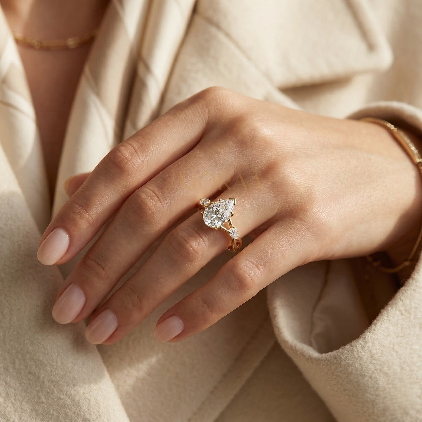 Pear Shape Three Stone Diamond Ring