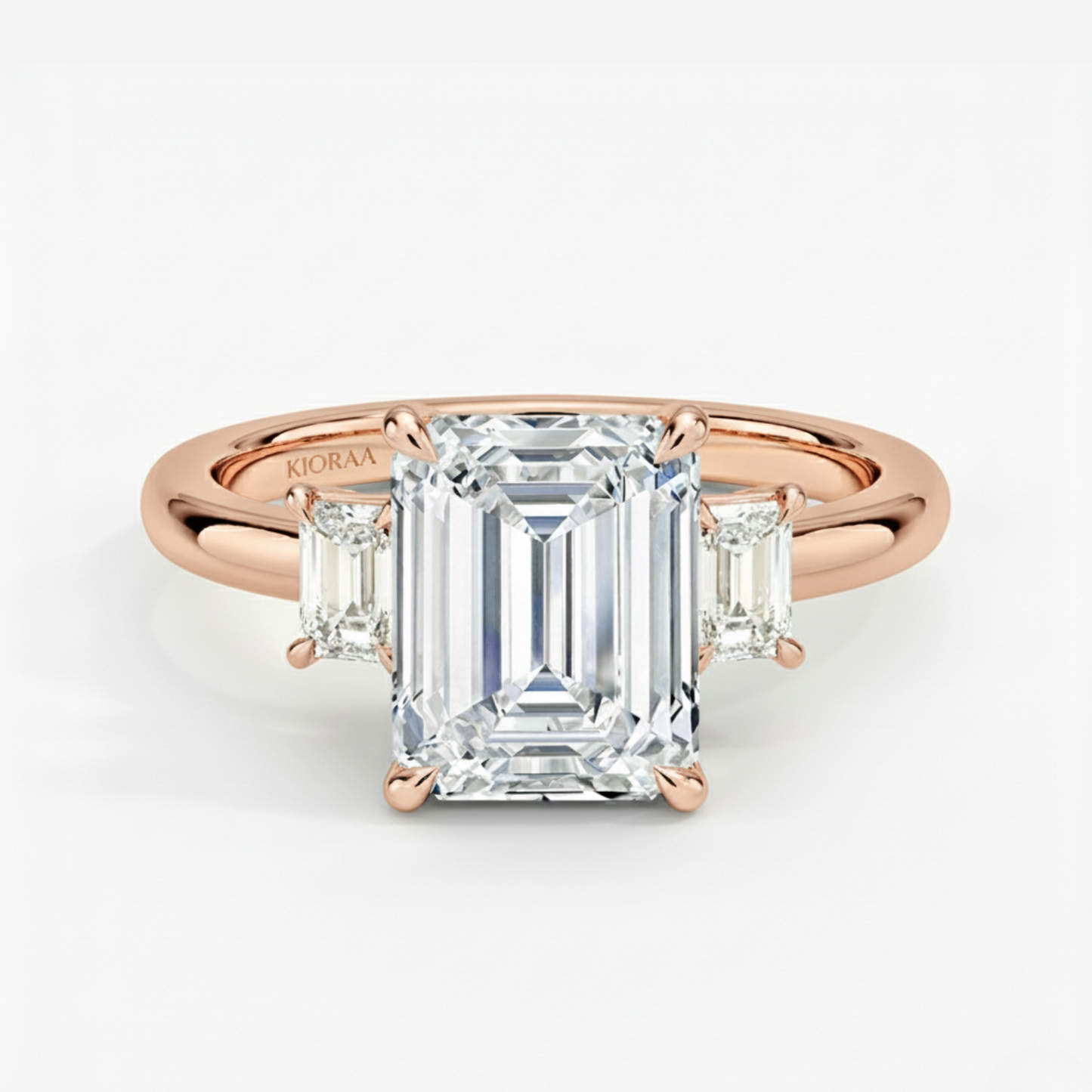 Emerald Three Stone Engagement Ring
