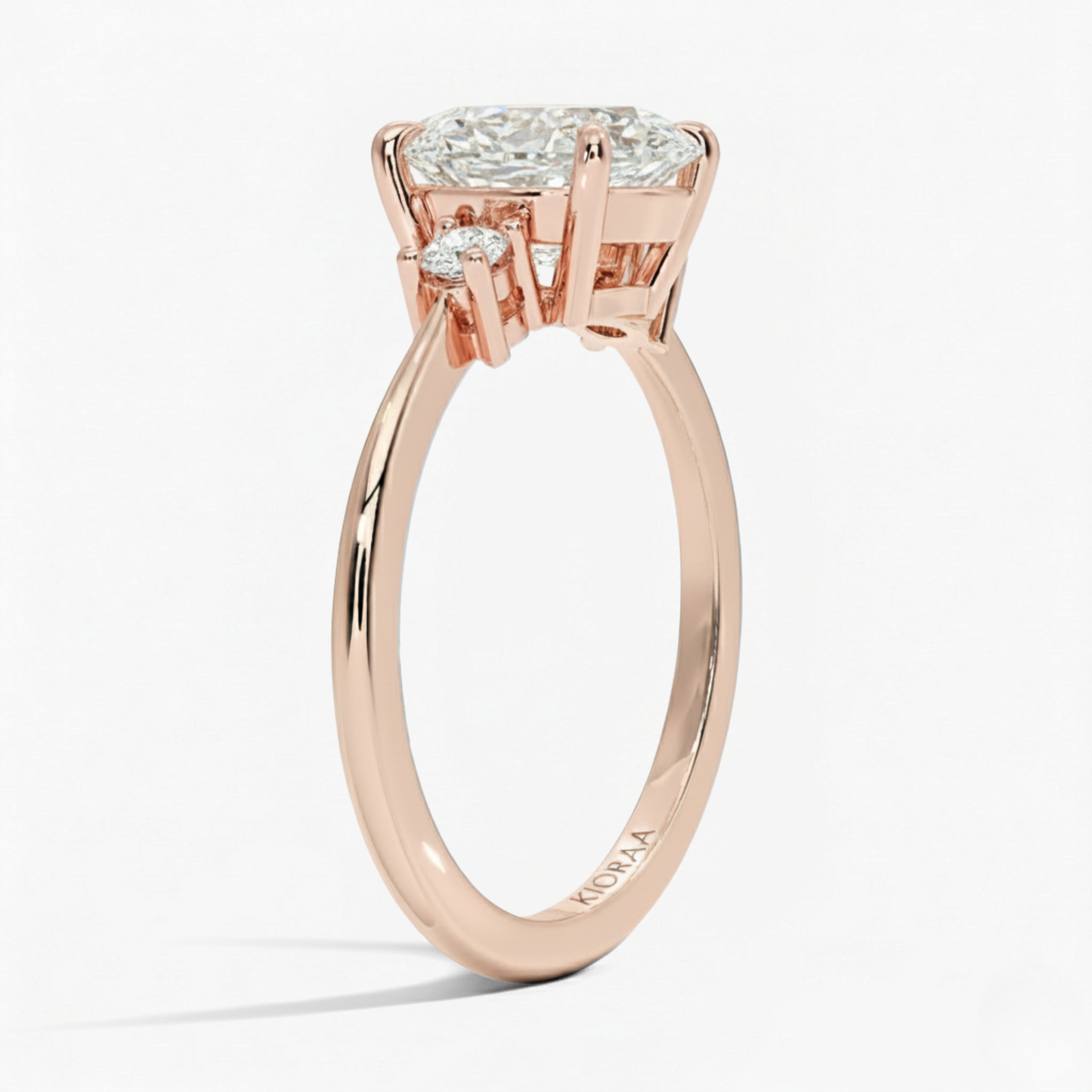 Classic Simple Oval Shape Three Stone Diamond Ring