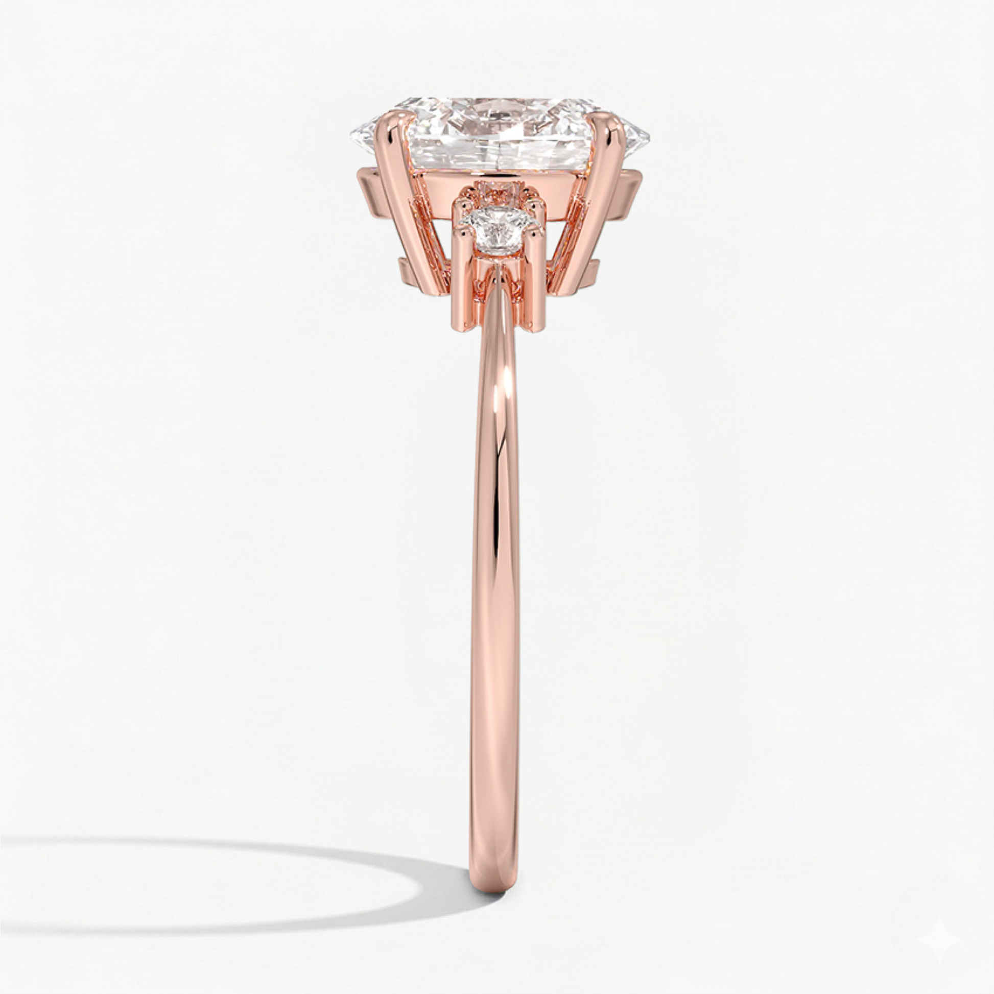 Classic Simple Oval Shape Three Stone Diamond Ring