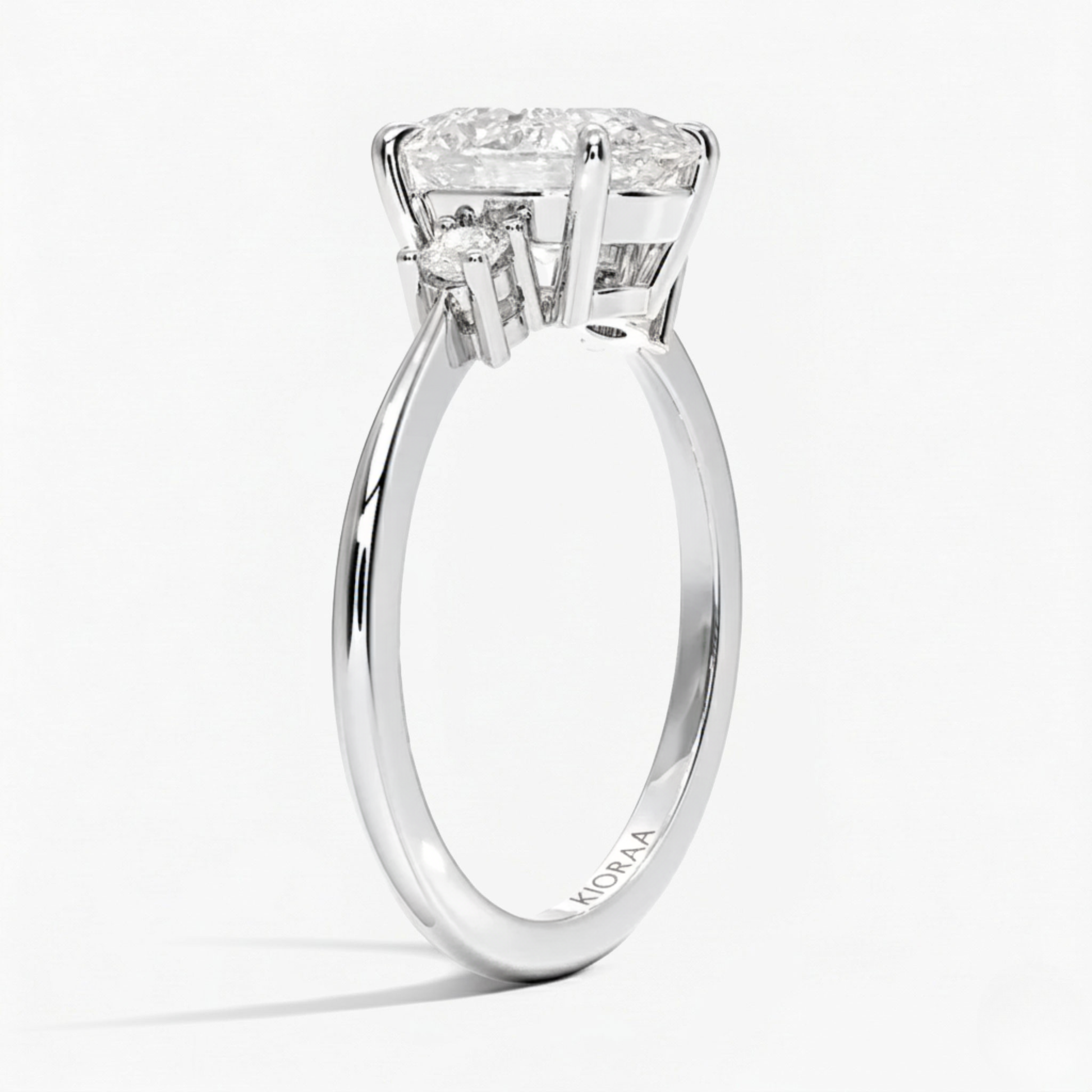 Classic Simple Oval Shape Three Stone Diamond Ring