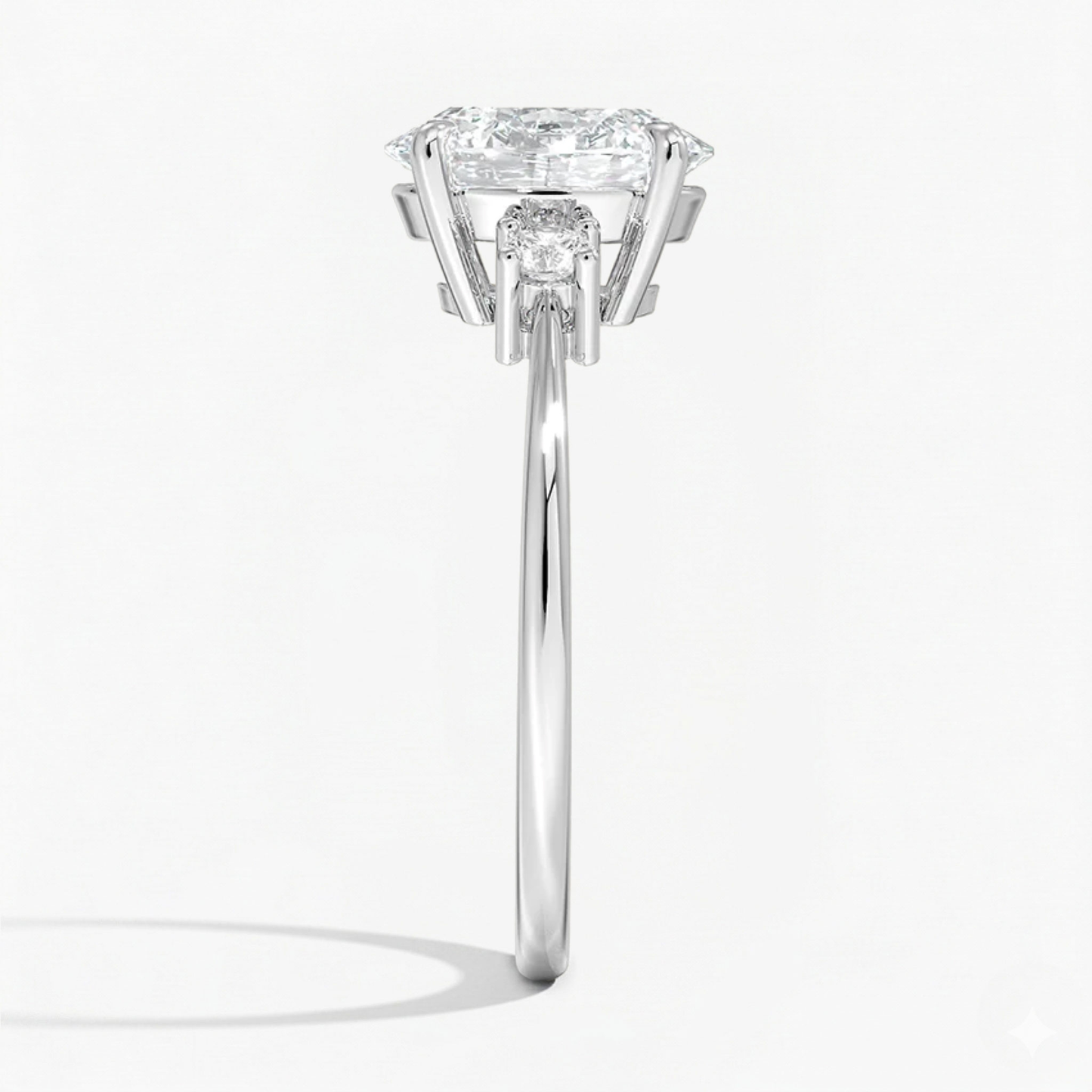 Classic Simple Oval Shape Three Stone Diamond Ring