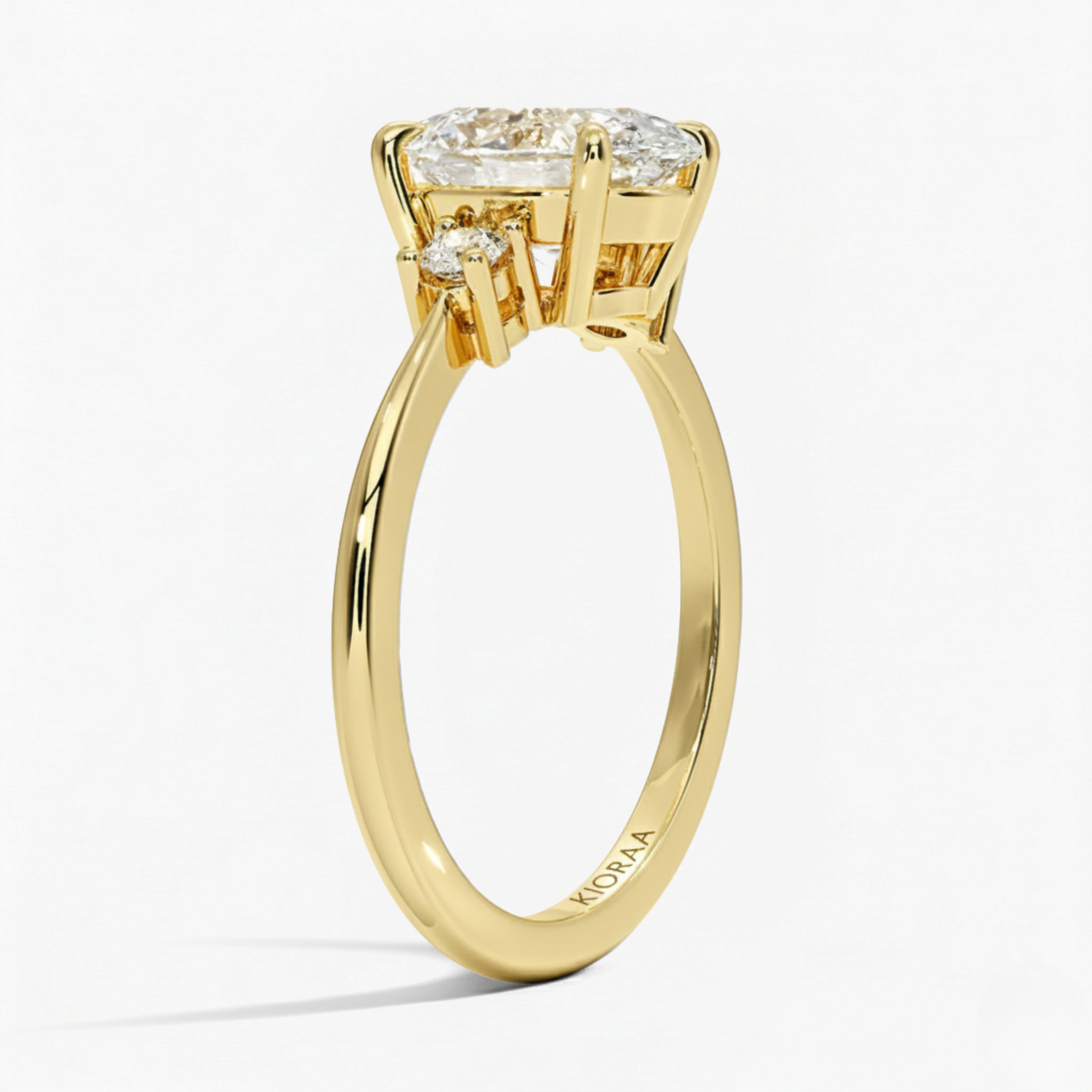 Classic Simple Oval Shape Three Stone Diamond Ring