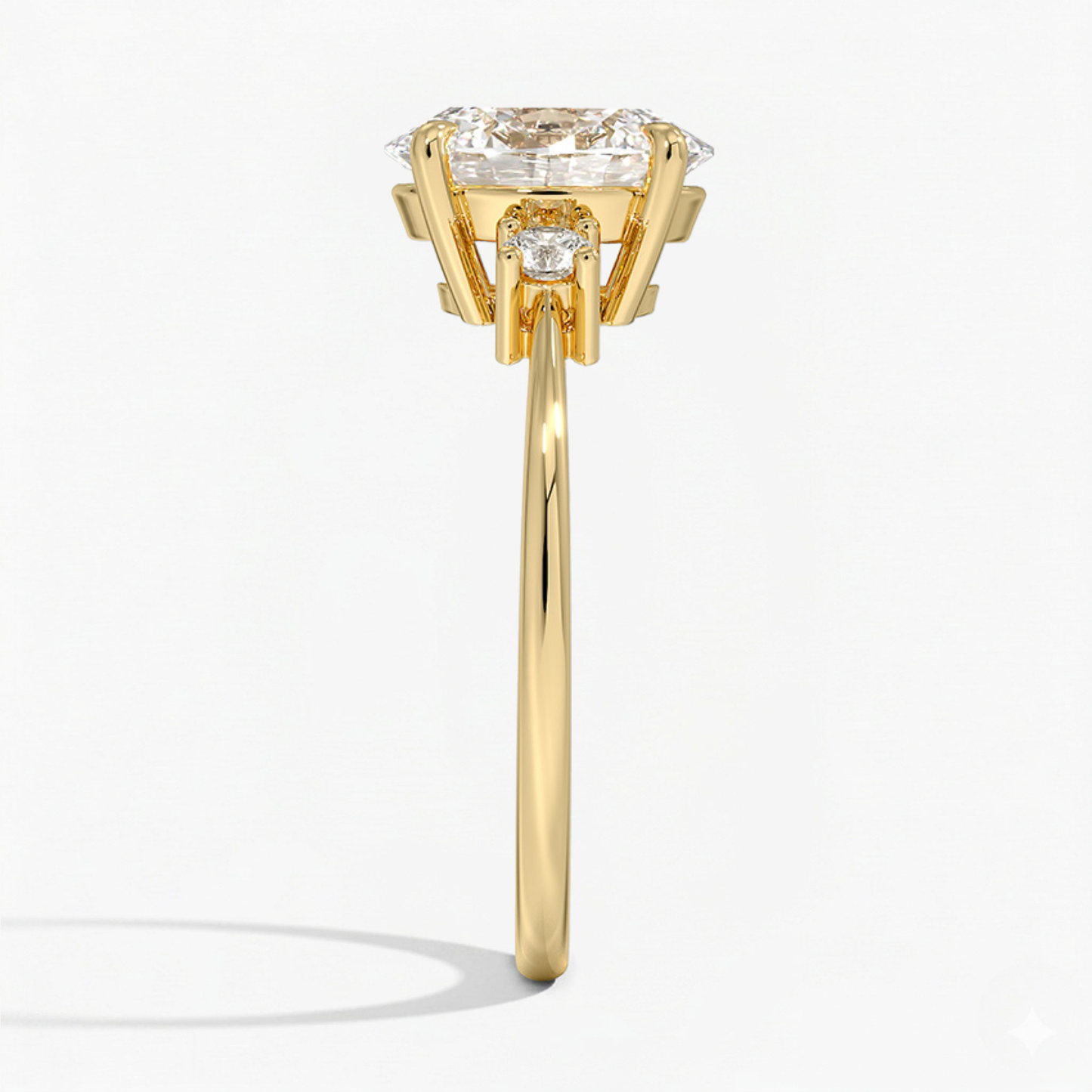 Classic Simple Oval Shape Three Stone Diamond Ring